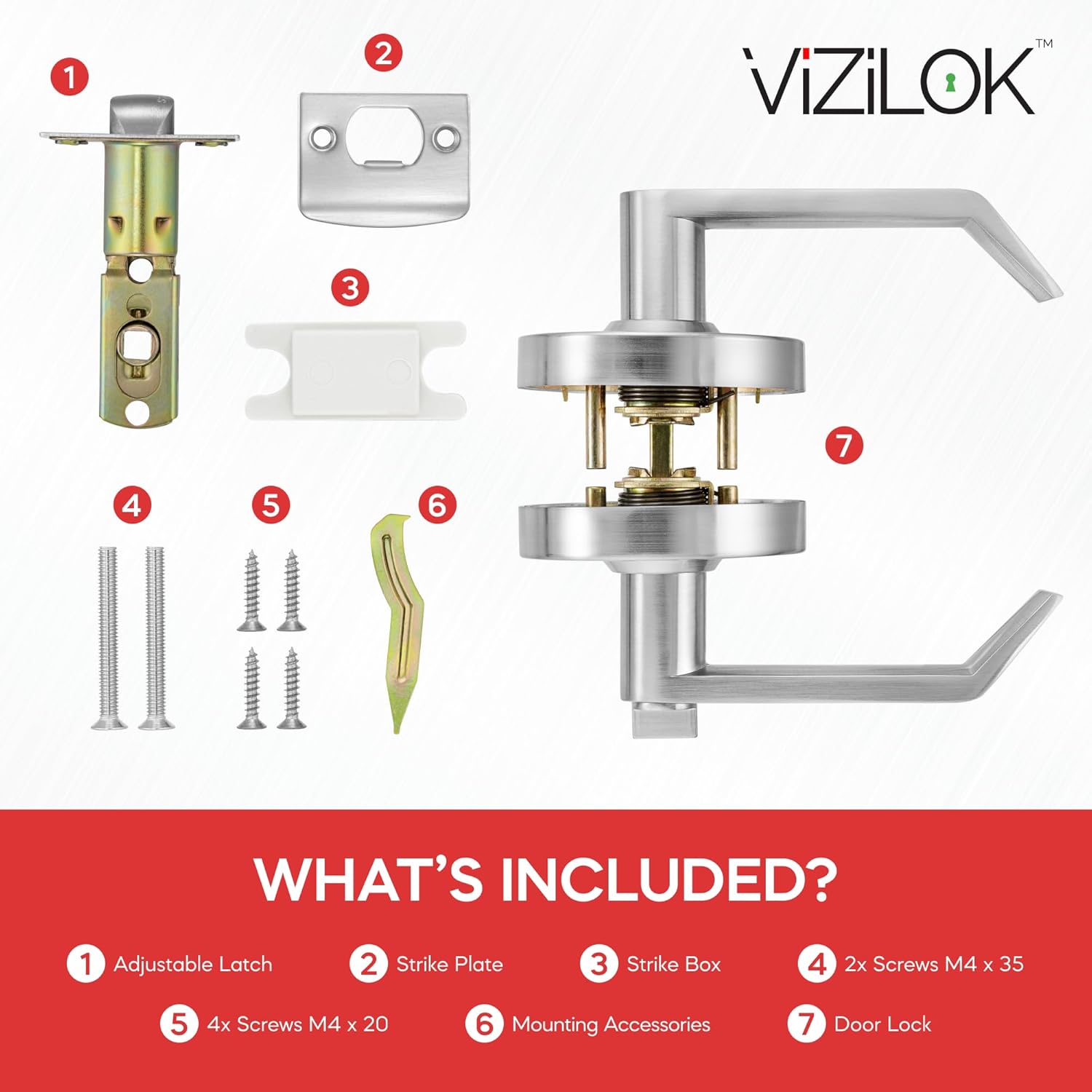 VIZILOK Commercial Door Lock for Bathroom Privacy, Safety, Standard Locked - Unlocked Indicator Lock in Satin Chrome, ANSi Grade2, Perfect for Restaurants, Medical Offices, Airbnb, Dorms, Gyms