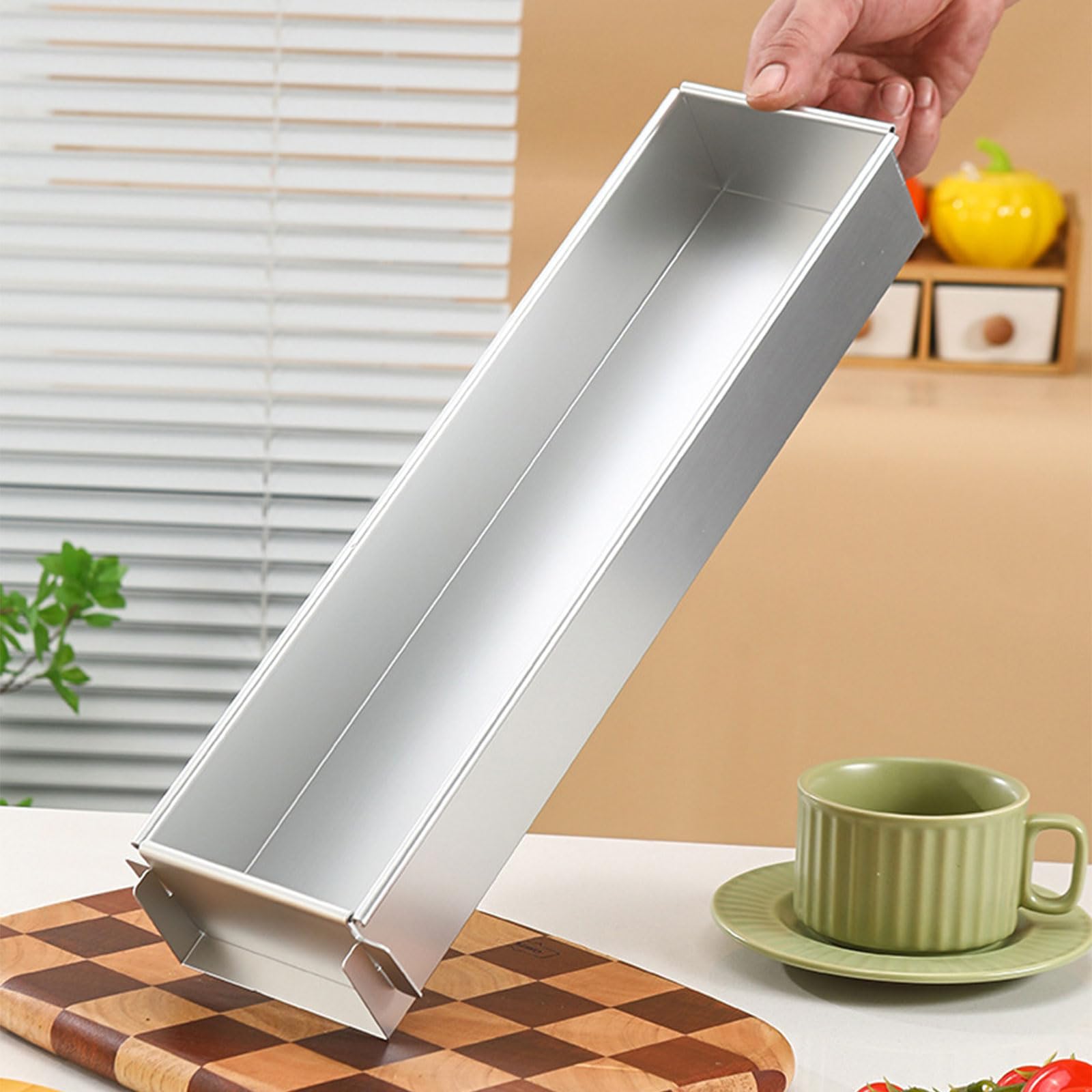 Bandeja para hornear pasteles de queso fácil de usar, molde para hornear tortas largas, elegante, caja larga, molde para manualidades, accesorios para el hogar