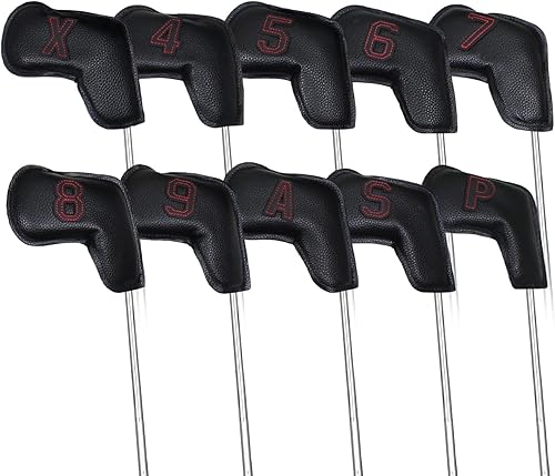 Miniatura 7 de Scott Edward Juego de fundas de hierro para golf, juego de fundas de cuero para cabeza de golf, cuello largo, protege claramente el club, etiqueta