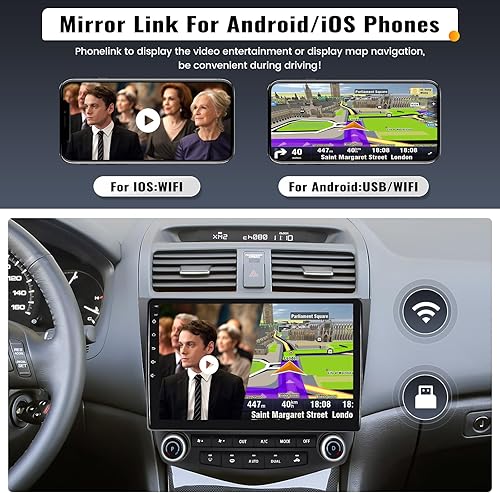 Miniatura 3 de UNITOPSCI Android 13 Radio estéreo para coche Honda Accord 2003 2004 2005 2006 2007 Unidad principal de navegación GPS 10.1 pulgadas HD pantalla