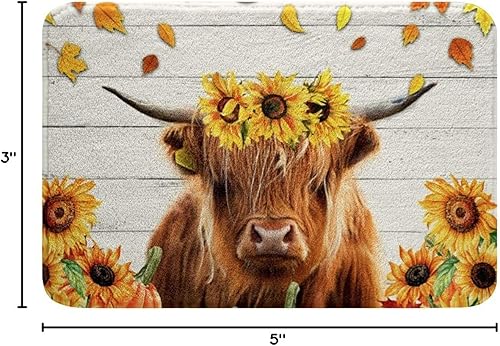 Miniatura 2 de Erosebridal Alfombra decorativa de otoño para niños y niñas, regalo para el día de Acción de Gracias, tapete de baño con estampado de vaca marrón de