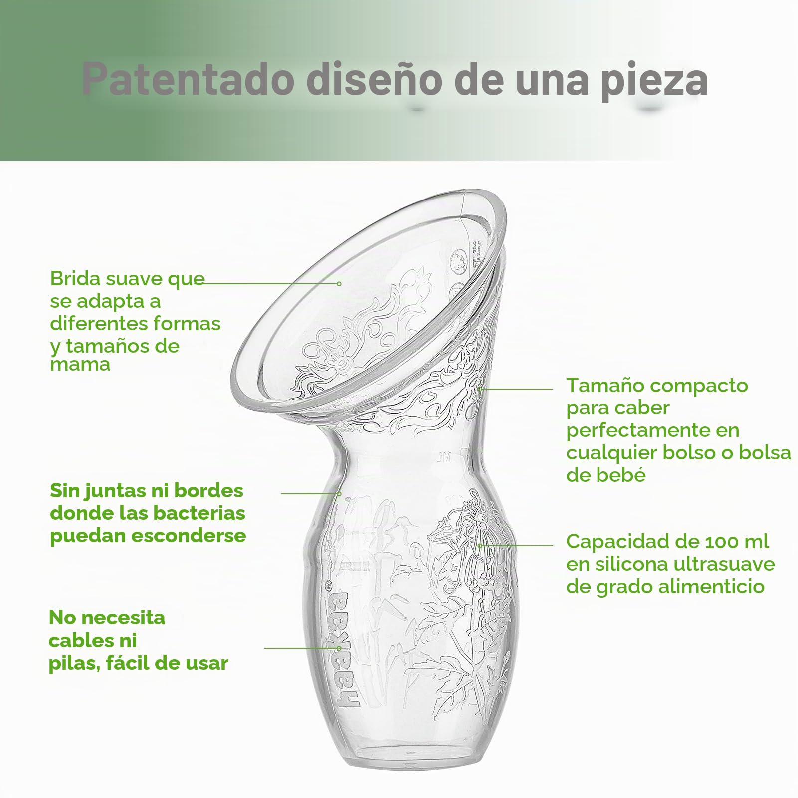 Haakaa 100 ML - Sacaleche de silicona con tapa, transparente sacaleches manual, recolección de leche, saludable e inocuo, ahorra cada gota de leche materna