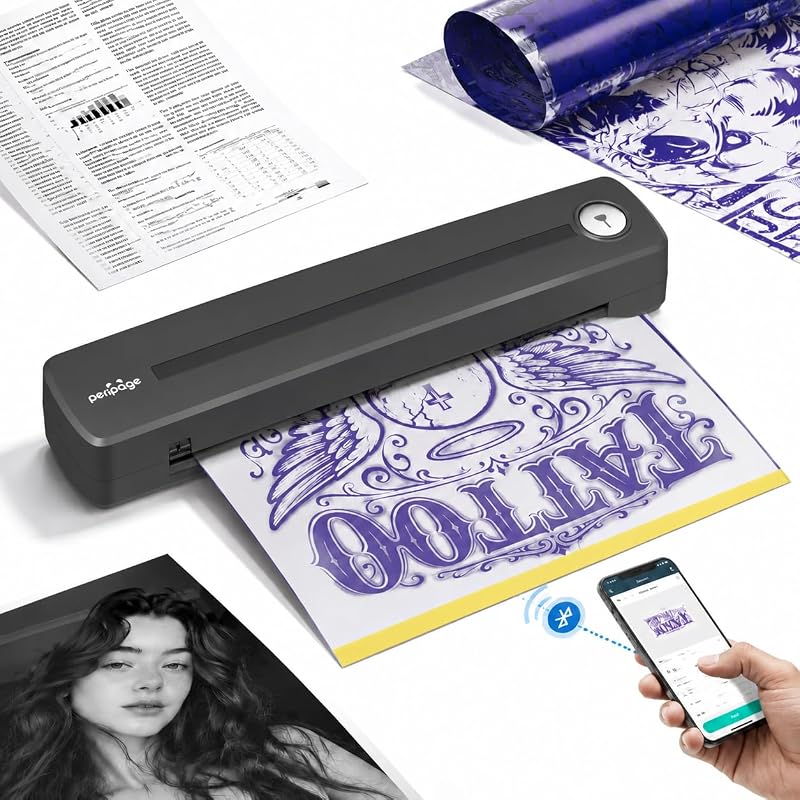 Impressora térmica portátil sem tinta PeriPage P91 2 em 1 para estêncil de tatuagem e papel A4