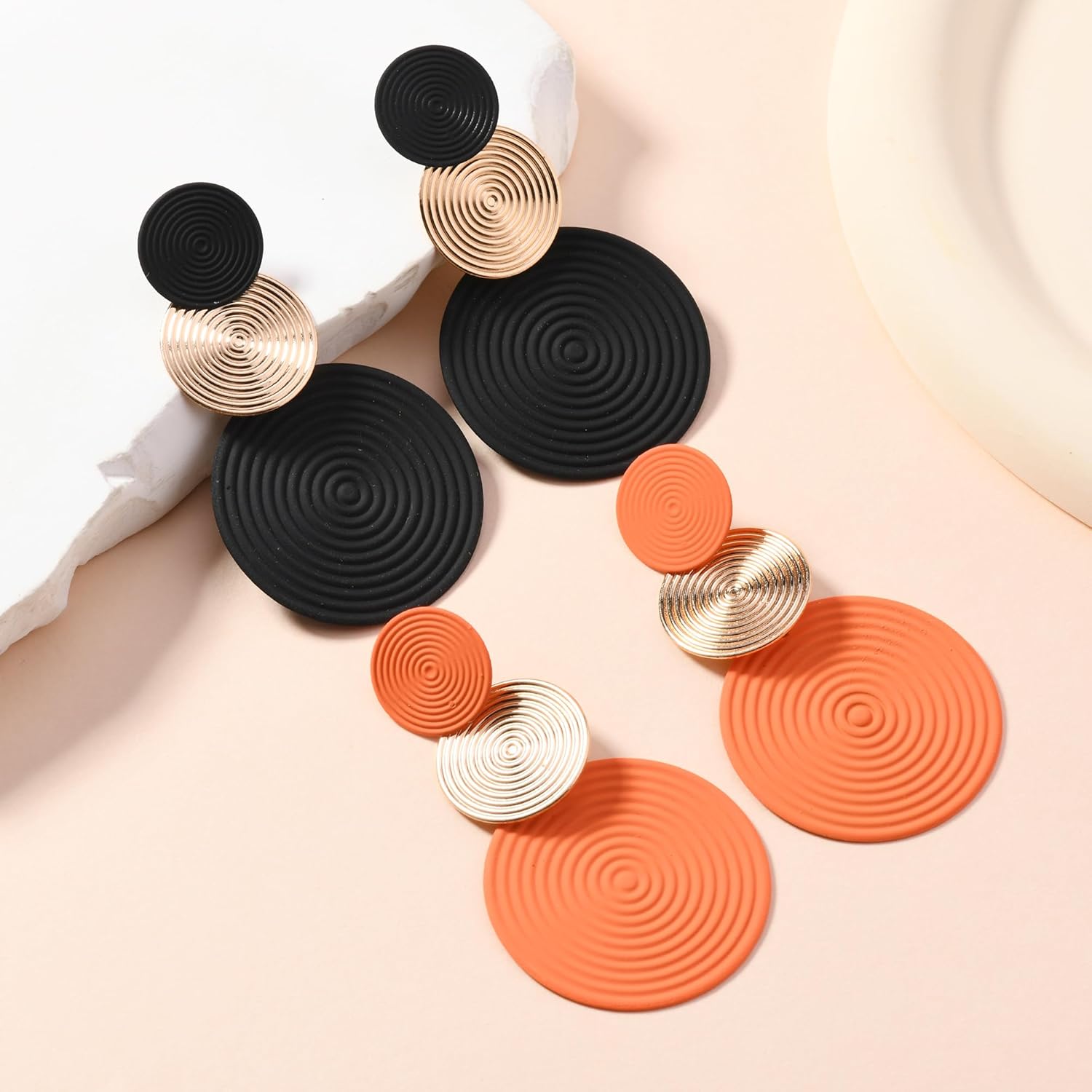 80s Neon Earrings for Women Round Disco Dangle Drop Earrings Lightweight Bohemia Statement Geometric Round Earrings Fashion Retro Jewelry Costume Party - Image 7