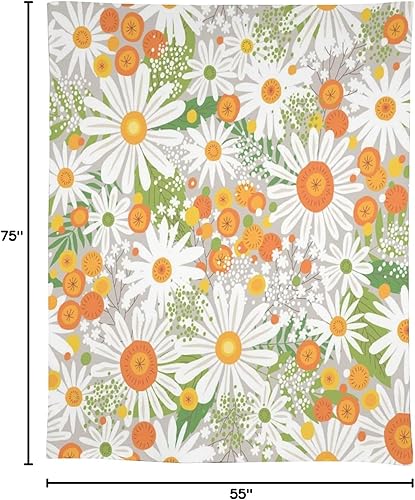 Miniatura 189 de Mantel floral hippie, diseño retro de los años 70, naranja, rosa, azul, floral, bohemio, estampado estético de margaritas, para fiesta, picnic