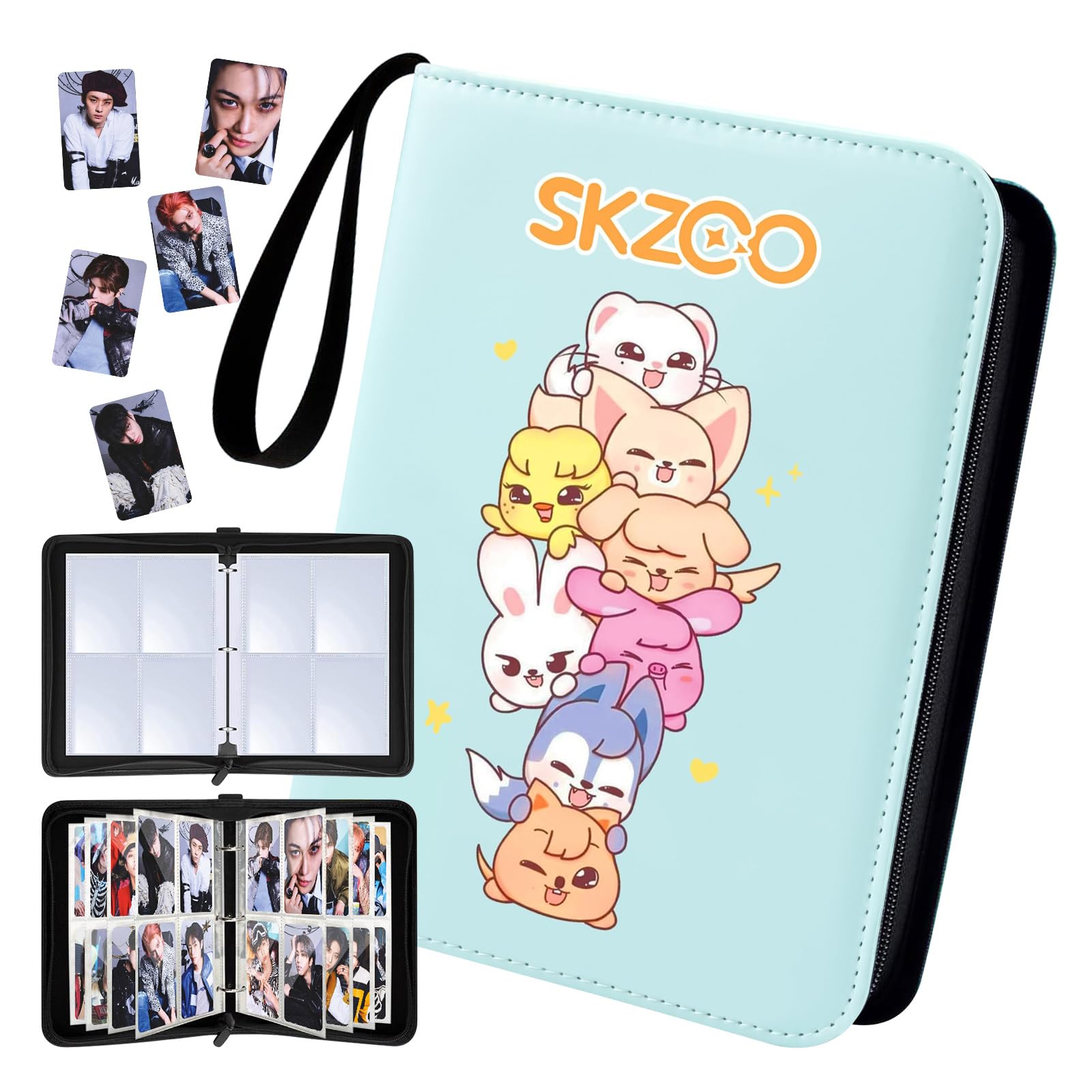Yibebe Blue-2 Stray Kids Photocard Binder: Kpop Photocard Binder With 400 Card Pockets - Skz Skzoo Photocards Holder - Stray Kids Merch (Blue-2)