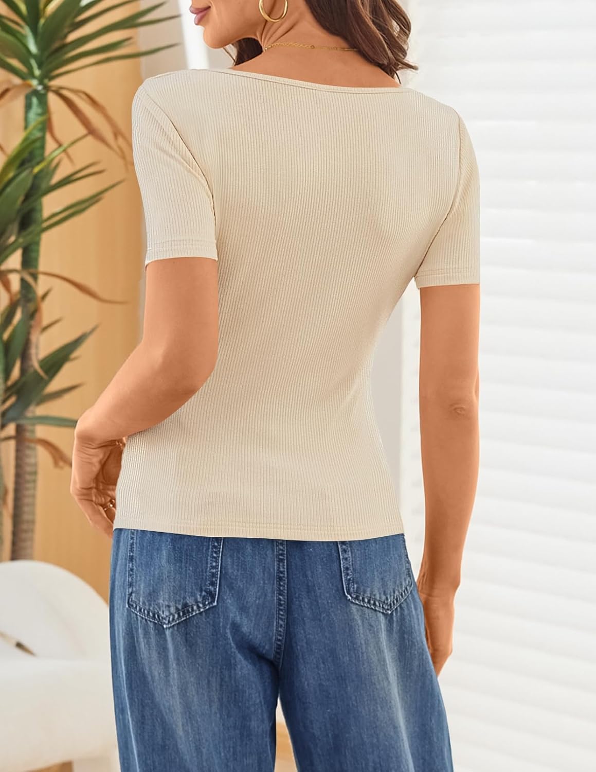 MEROKEETY Women's Summer Asymmetrical Short Sleeve Tops 2026 Casual Dressy Ruched Fitted Y2K Going Out Date Night T Shirts - Image 5