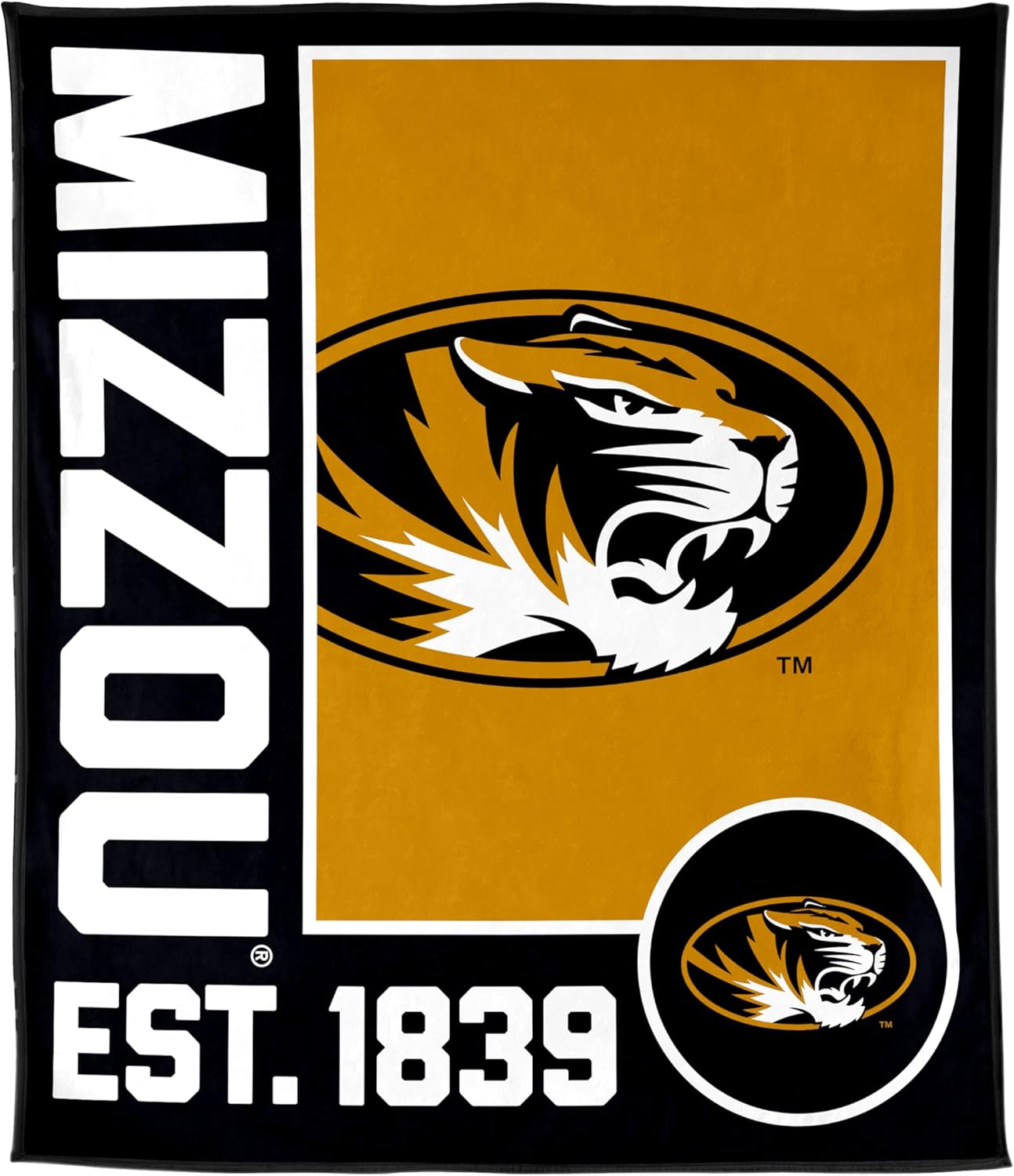 FANMATS NCAA Missouri Tigers Super Plush Throw Blanket – 60" x 70" Size | Team Color | Ultra-Soft Polyester Material