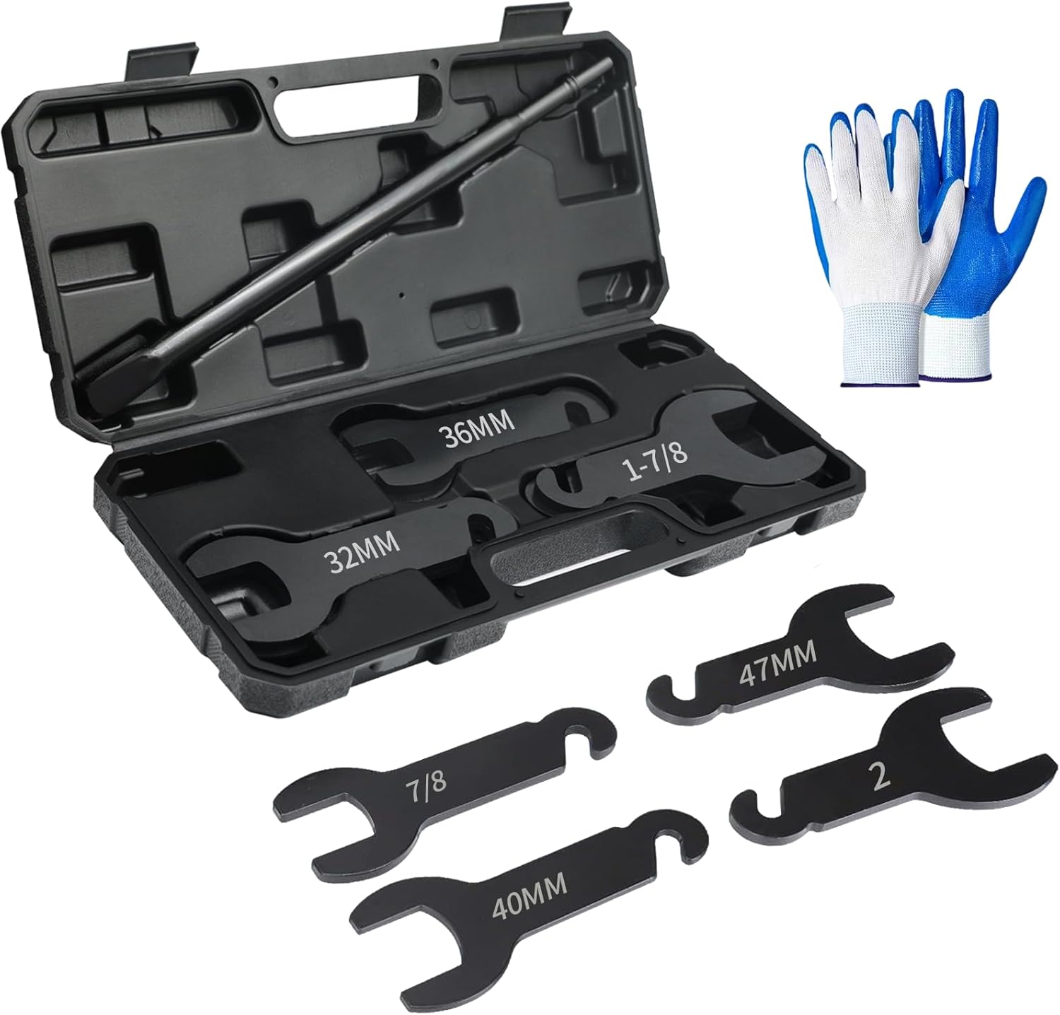 8PCS Fan Clutch Removal Tool Kit, 43300 Pneumatic Fan Clutch Wrench, Compatible with Ford, GM, Chrysler, and Jeep, Includes Gloves