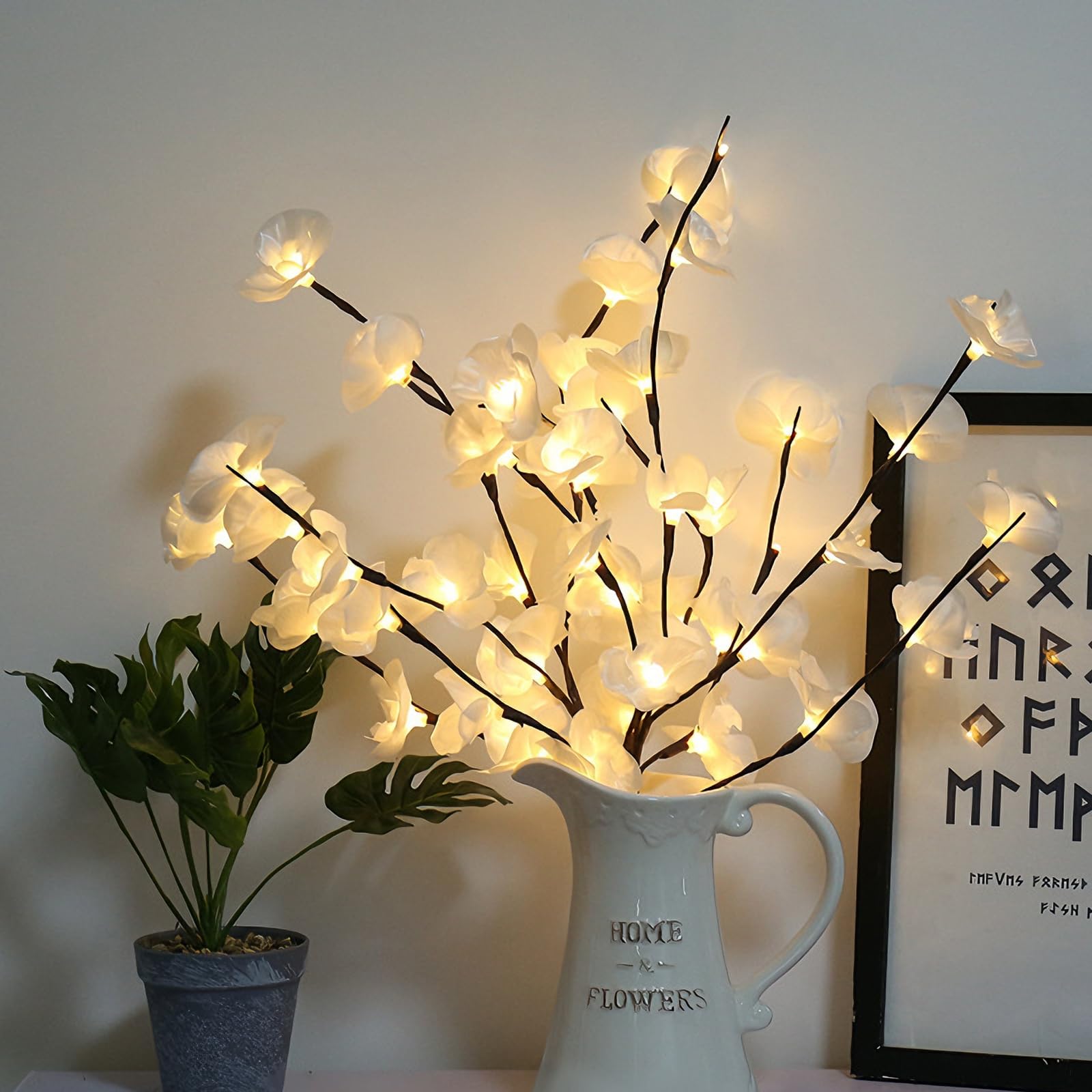 wpdash Dreamy Purple LED Phalaenopsis Branch Ligh A Mysterious and Romantic String Light, Perfect as Featured Valentine's Party Decor, Home Night Light, or an Elegant Gift(65cm, 2 Branches)