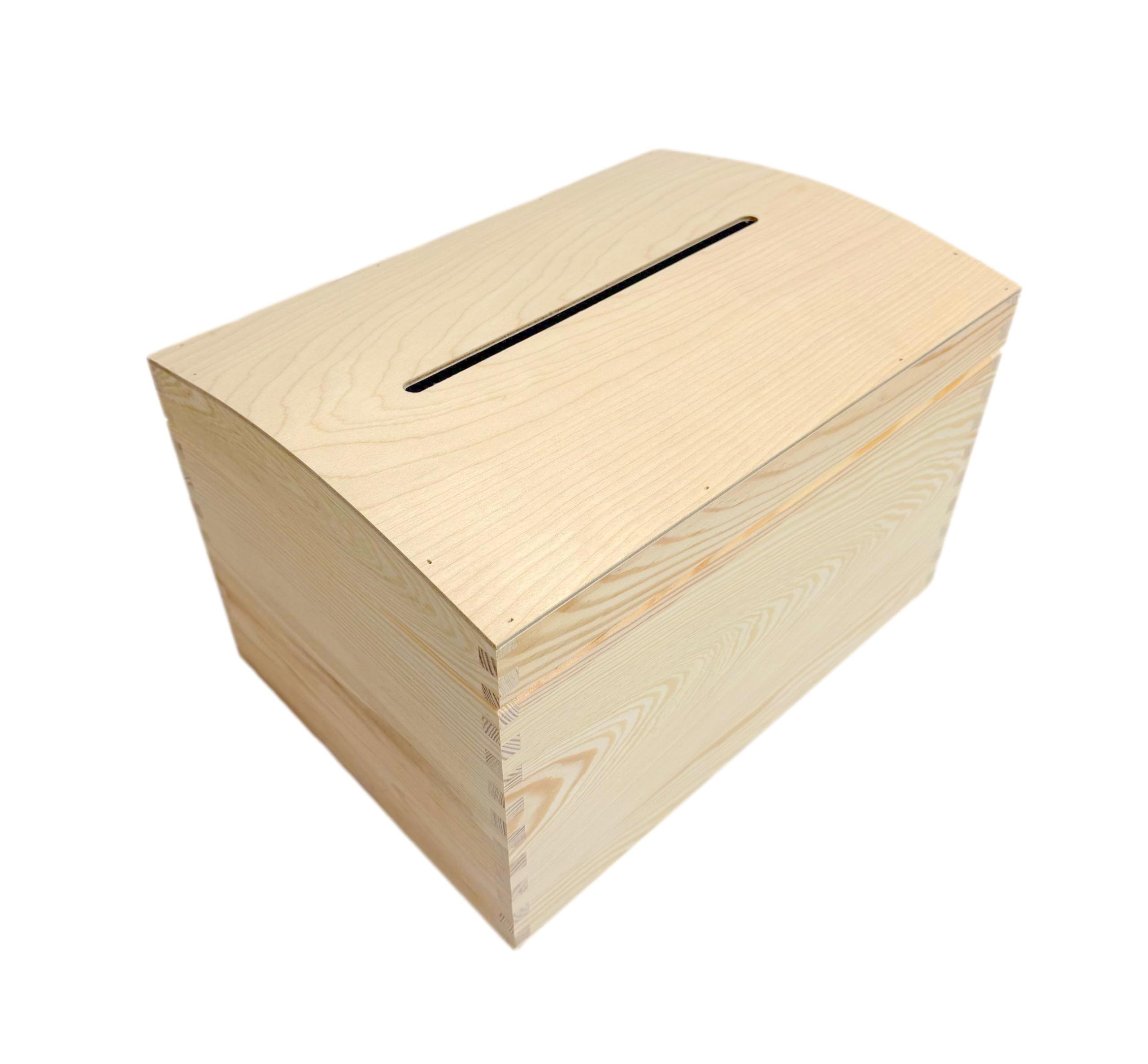 Wooden World - Holztruhe für Briefumschläge oder Wahlurne - Box mit großem Loch zum Einstecken von Briefumschlägen - 25 x 35 x 24,5 cm