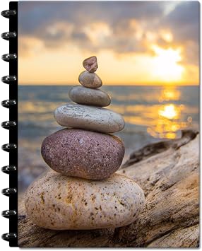 Customizable Planner - 8.5x11 Inch Hardcover - Discbound Daily Weekly Monthly Disc Planner - Undated - 1DSC - Zen Sunset