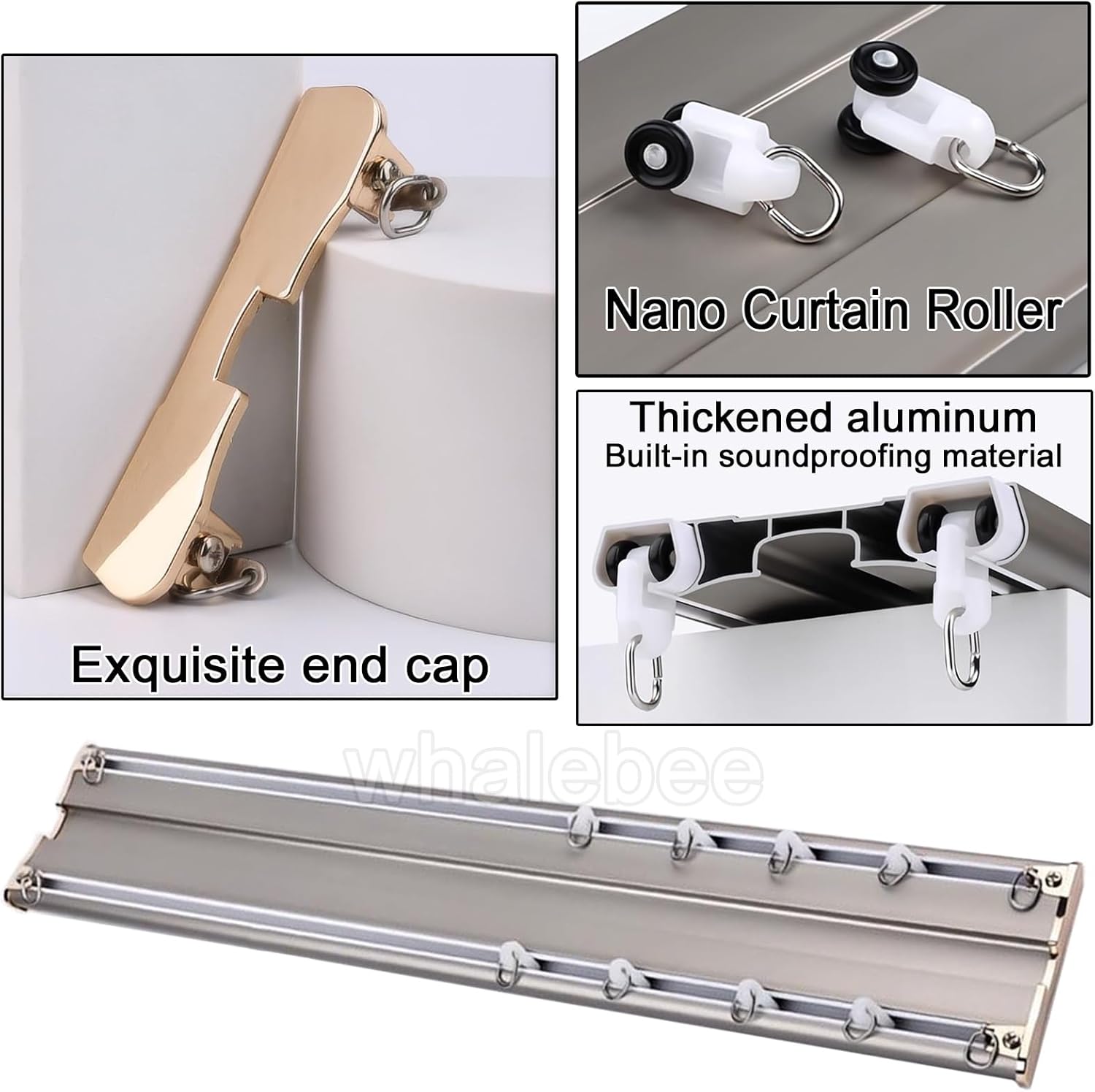 Curtains Double Track Ceiling Mount Curtain Track 4.9ft - 18ft Curtain Rail, Metal Curtain Track Kit With Curtain Roller And Screws, Silent Indoor Curtain Track Easy Installation(Gold,100cm)