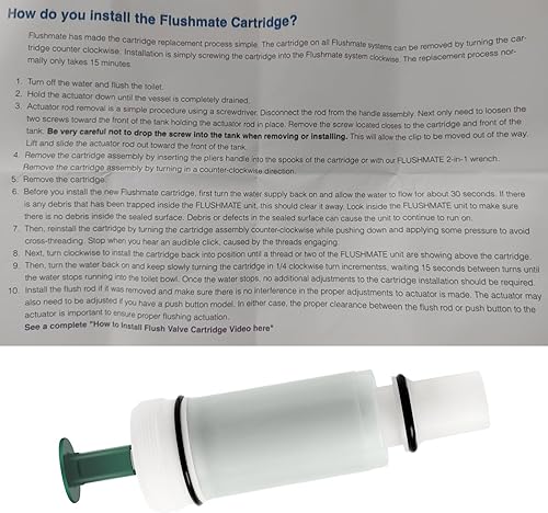 Miniatura 5 de Repuesto original C-100500-K FlushmateCartuchoPower Flush Piezas de cartucho de pistón de inodoro, se adapta a los modelos 500, 501, 501A, 501B,