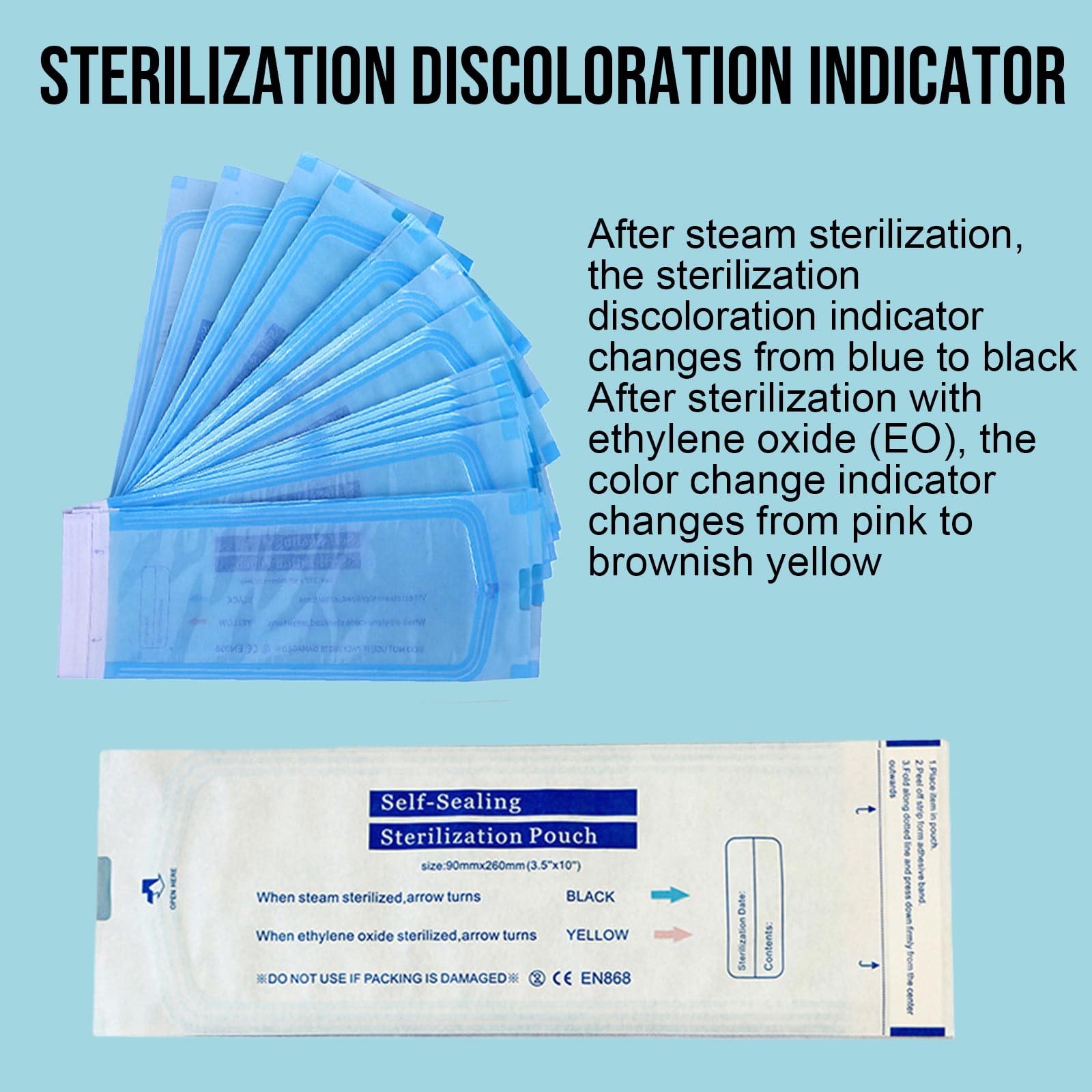 Lot De 400 Sachets De Stérilisation, Sac Pour Désinfection Autoclave 90 X 260 Mm, Sacs Autoclaves, Sacs Auto-Adhésifs Pour Stérilisation Pour Outils Dentaires, Tatouages Ou Manucures
