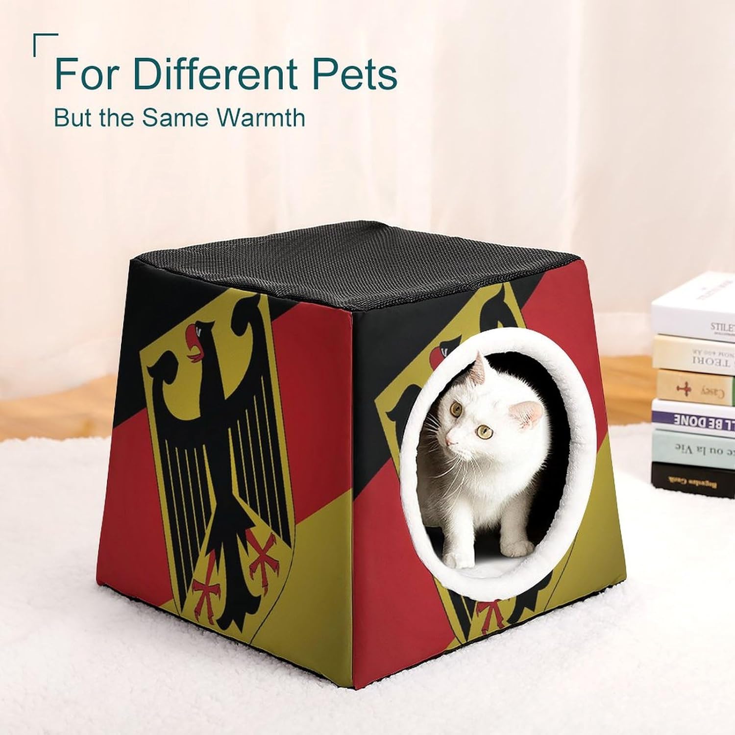 Generic Germany Flag Cat House for Indoor with Spacious Cat Nest, style-27-1