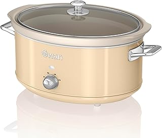 Swan Retro SF17031CN Slow Cooker, 6.5 L, Removable Container, Non-Stick Coating, Ceramic, PFOA and PTFE, 3 Temperature Lev...