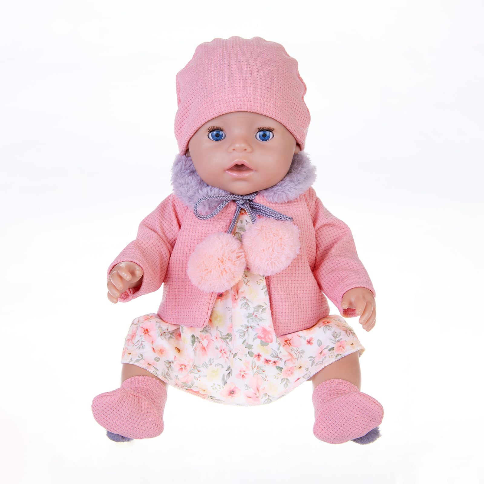 Poppenkleding voor 36-43 cm babypoppen met hoed, jas en sokken (pop niet inbegrepen