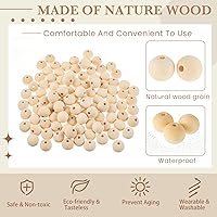 Vista 3 de WILLBOND 130 cuentas de madera de macramé sueltas con agujero grande de 0.394 pulgadas (0.394 in) para kits de fabricación de macramé, suministros