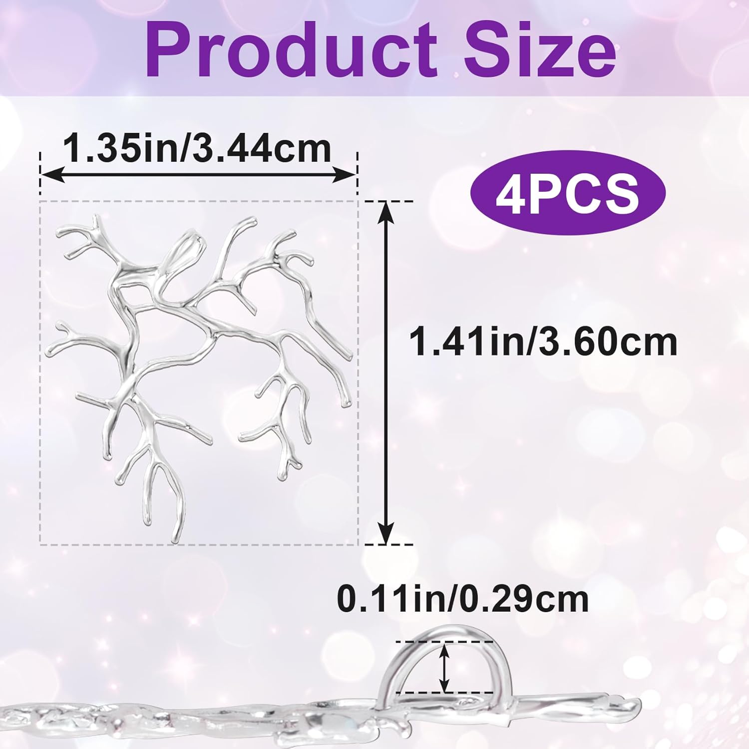 BEIQIYA 4pcs Branch Shape Blanks, Silver Brass Hollow Frame for Jewelry Making, Irregular Pendant Bezels Prong Pendant Setting for Necklaces Earrings Making Supplies - Image 2