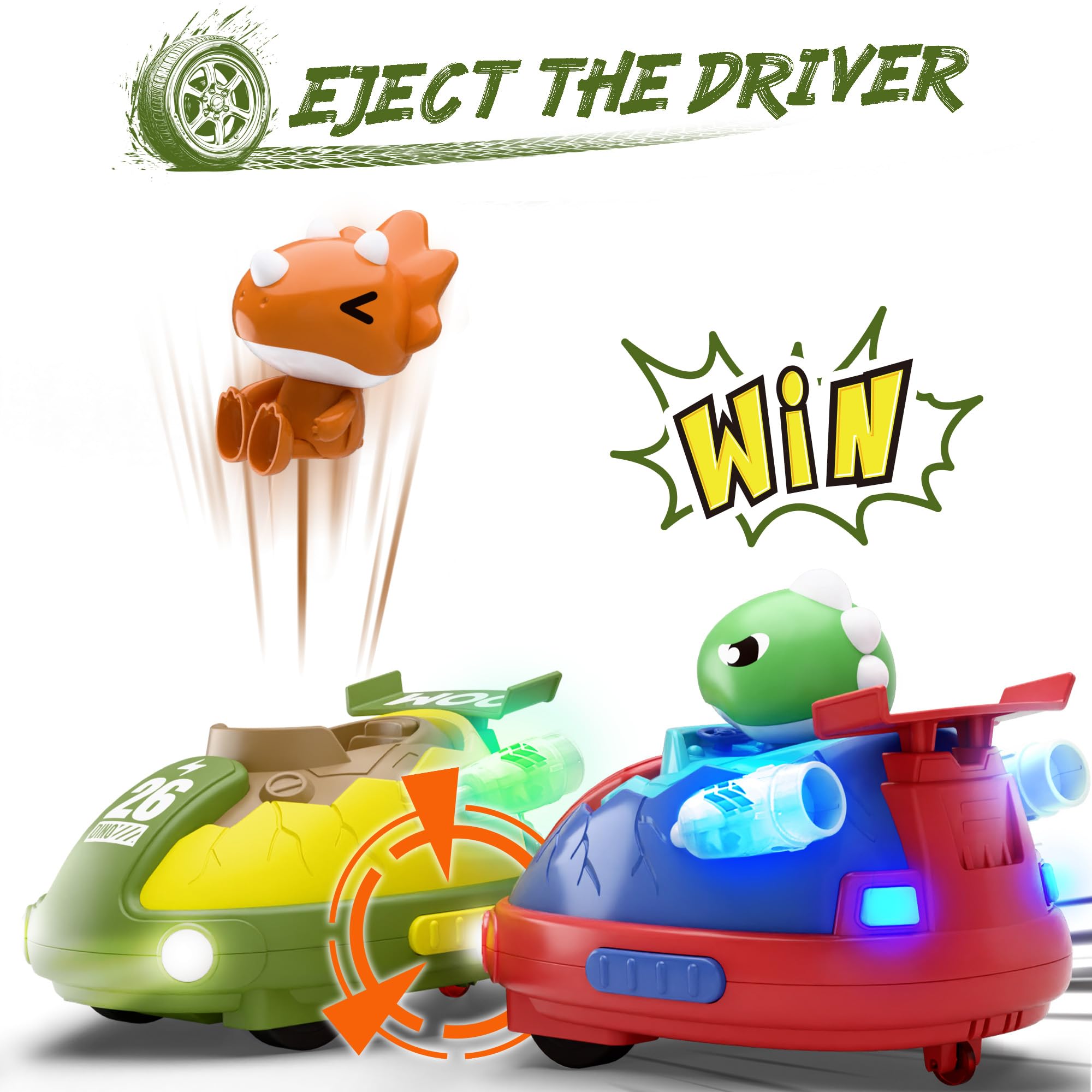 iPlay, iLearn Kids Dinosaur Remote Control Car Toys Set, Dino RC Race Vehicles Playset, Electronic Bump Pop Game, Cool Indoor Outdoor Birthday Gift 3 4 5 6 7 8-12 Years Old Toddlers Boys Children Teen