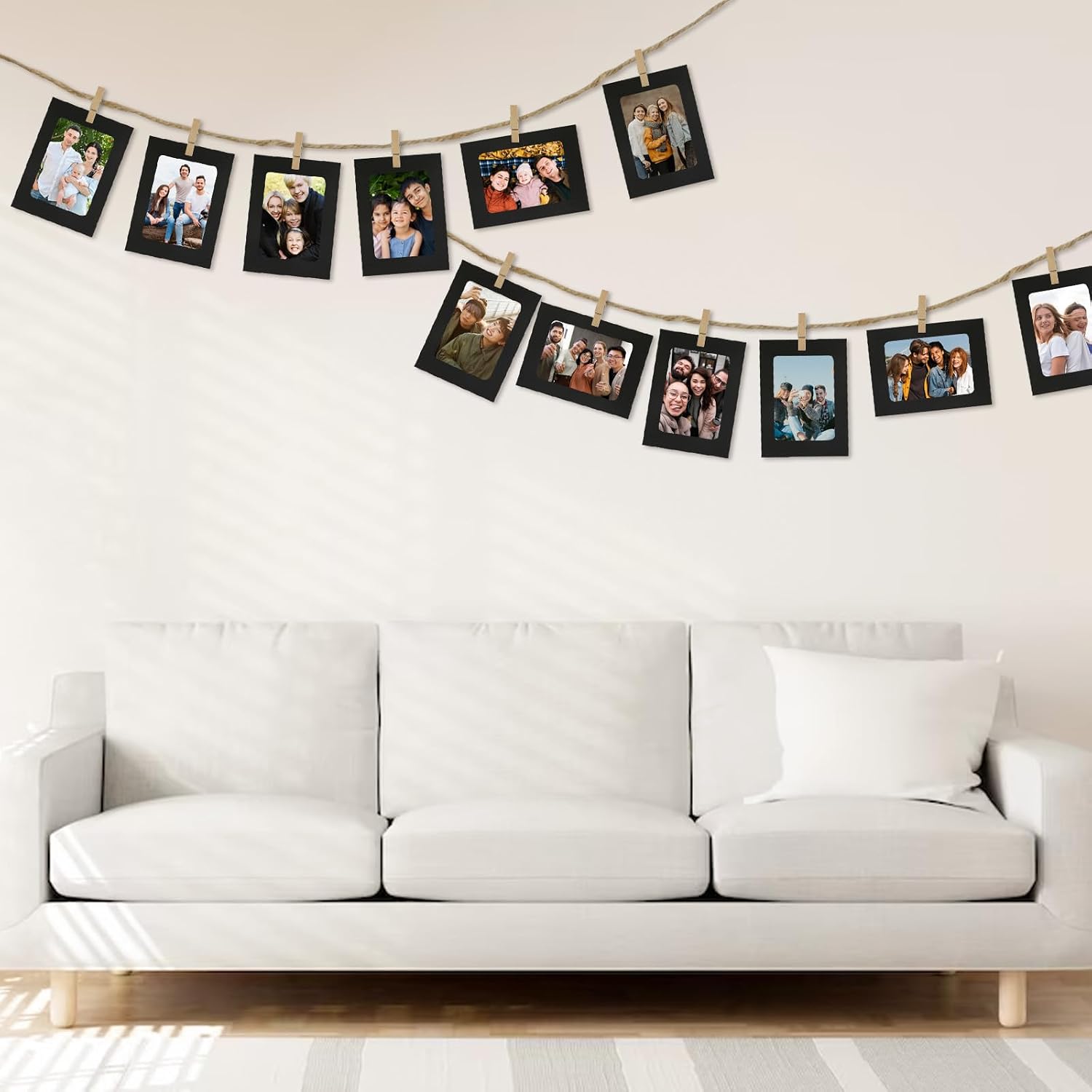 50Pcs 4x6 Paper Picture Frames Bulk, Hanging Pictures with String Photo Hanger with Clips Hanging Photo Display Wall Decor, Diy Picture Frame Craft Birthday Photo Banner for Picture Board for Photos