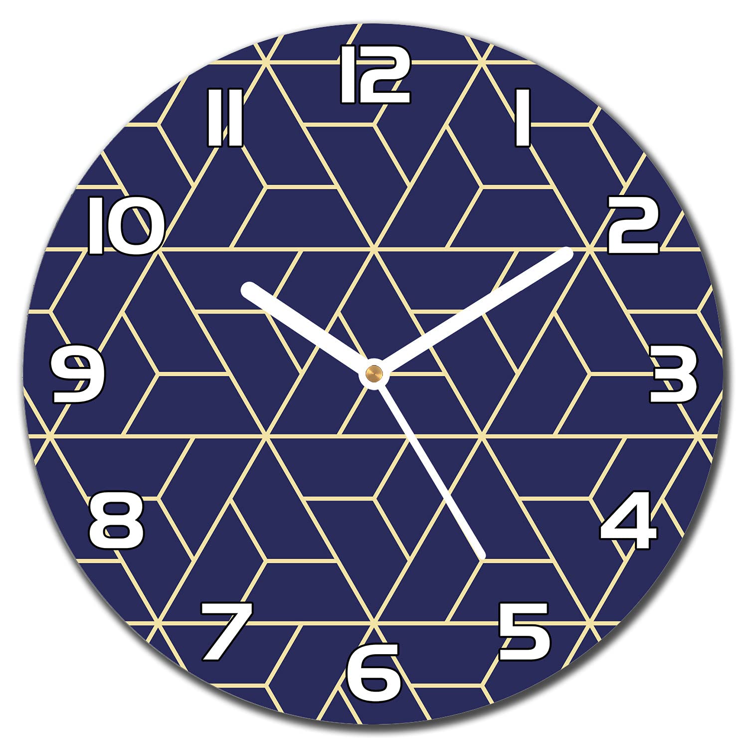 Horloge scandinave marine en verre moderne 30 cm pour décoration murale