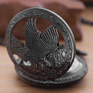 Hollowed Out Eagle Quartz Men's Pocket Watch, Arabic Numeral Dial with Chain Pocket Watch for Men