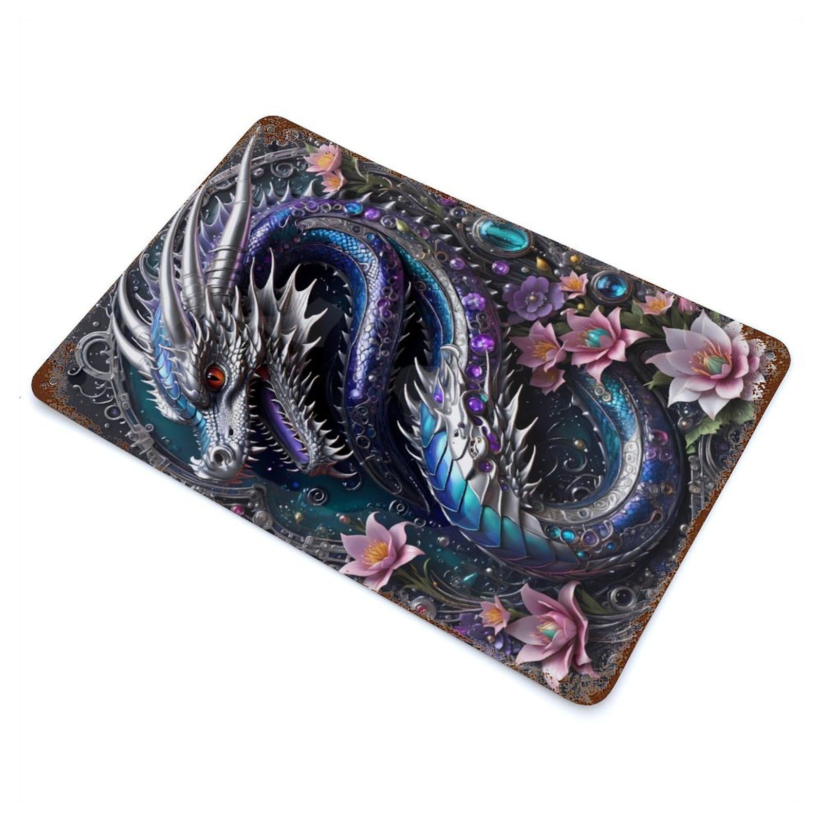 Garage Style Galactic Dragon Chronicles Decorative Tin Sign 11.8"x7.9", Farmhouse Wall Decor for Bar And Workshop