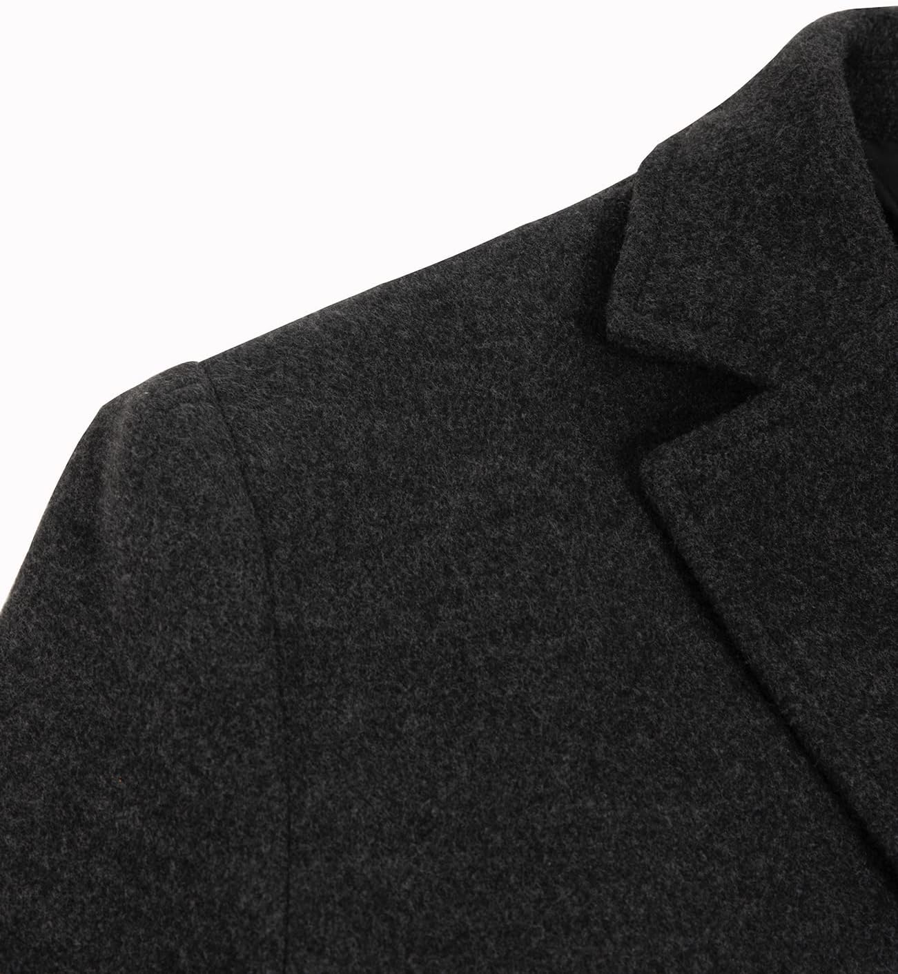 Lisskolo Men's Classic Wool Trench Overcoat Single Breasted Mid Long Wool Blend Top Pea Coats Jackets - Image 4