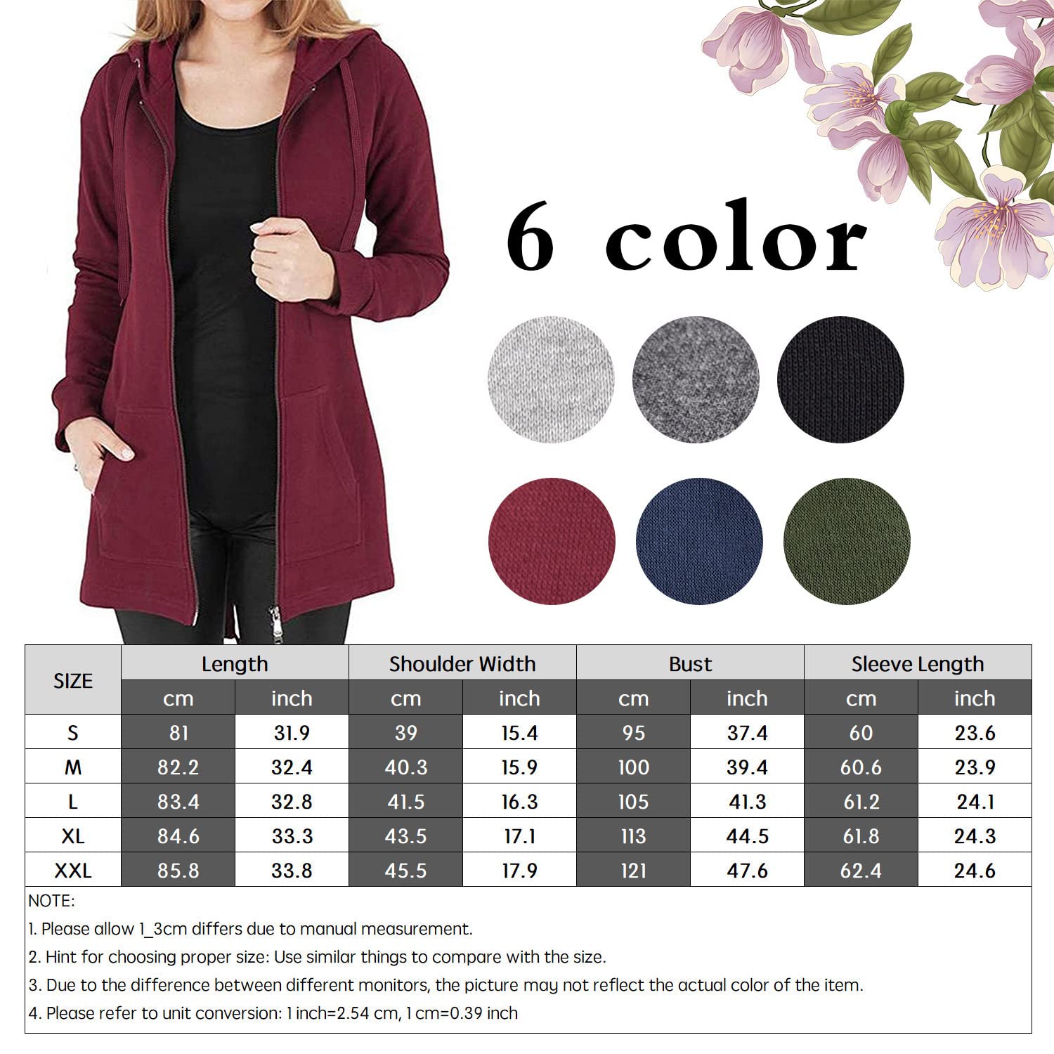 Tuopuda Donna Felpe con Cappuccio Giacca Elegante Scollo a V Top Manica Lunga Cardigan Felpe con Zip 2 Tasche Autunno Invernali Sweatshirt Cappotto Eleganti Pullover Hoodie Jumper