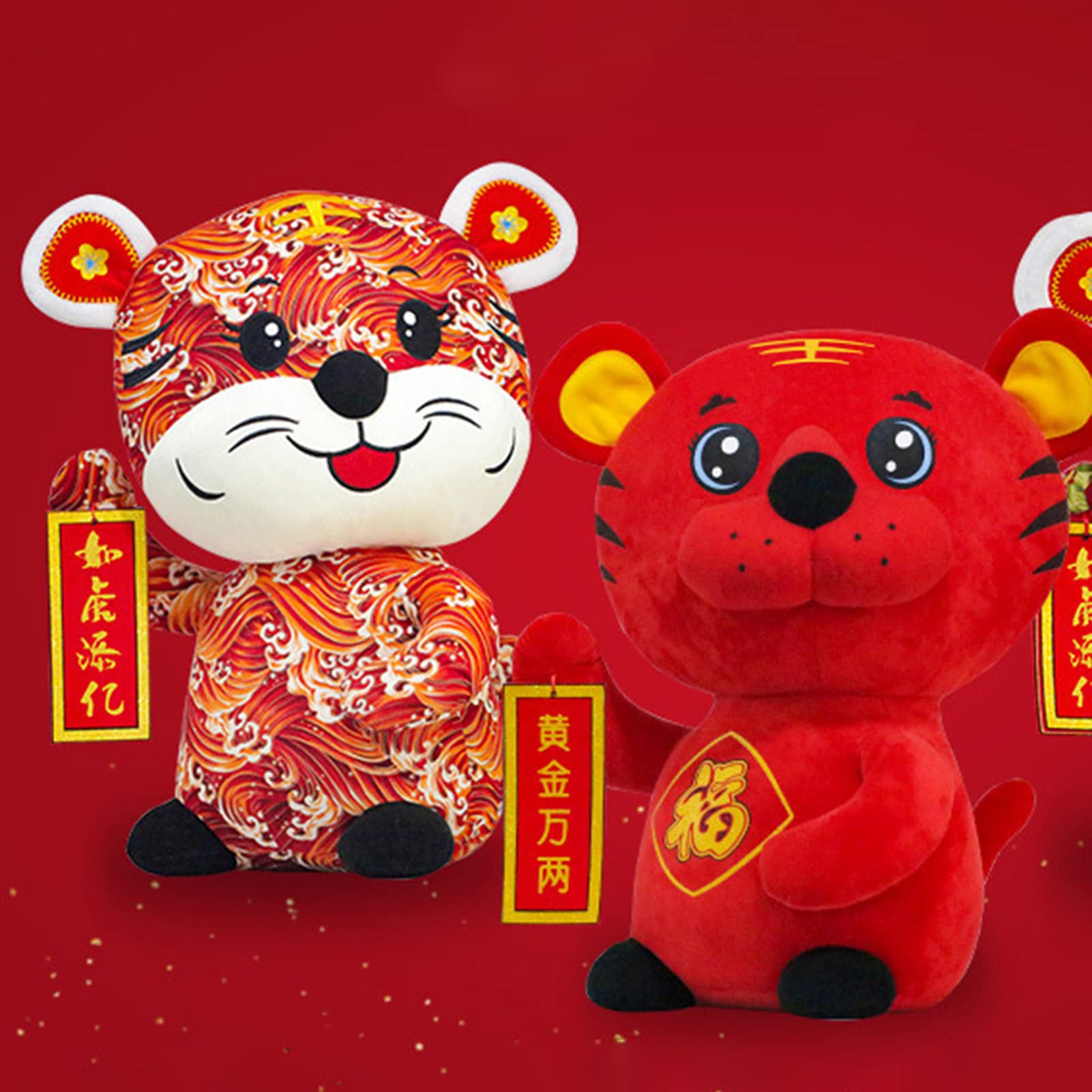 Mascota de dragón de Año Nuevo para hombre, muñeco de peluche rojo del