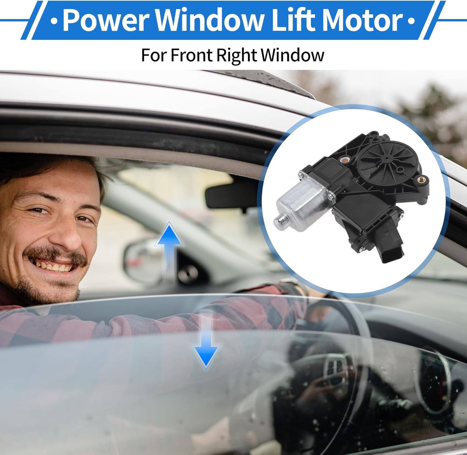 Front Right Passenger Side Power Window Regulator Lift Motor for Ford F-150 2011-2014 Crew Cab Pickup No.742663 7 Pins Car Window Glass Lift Motor