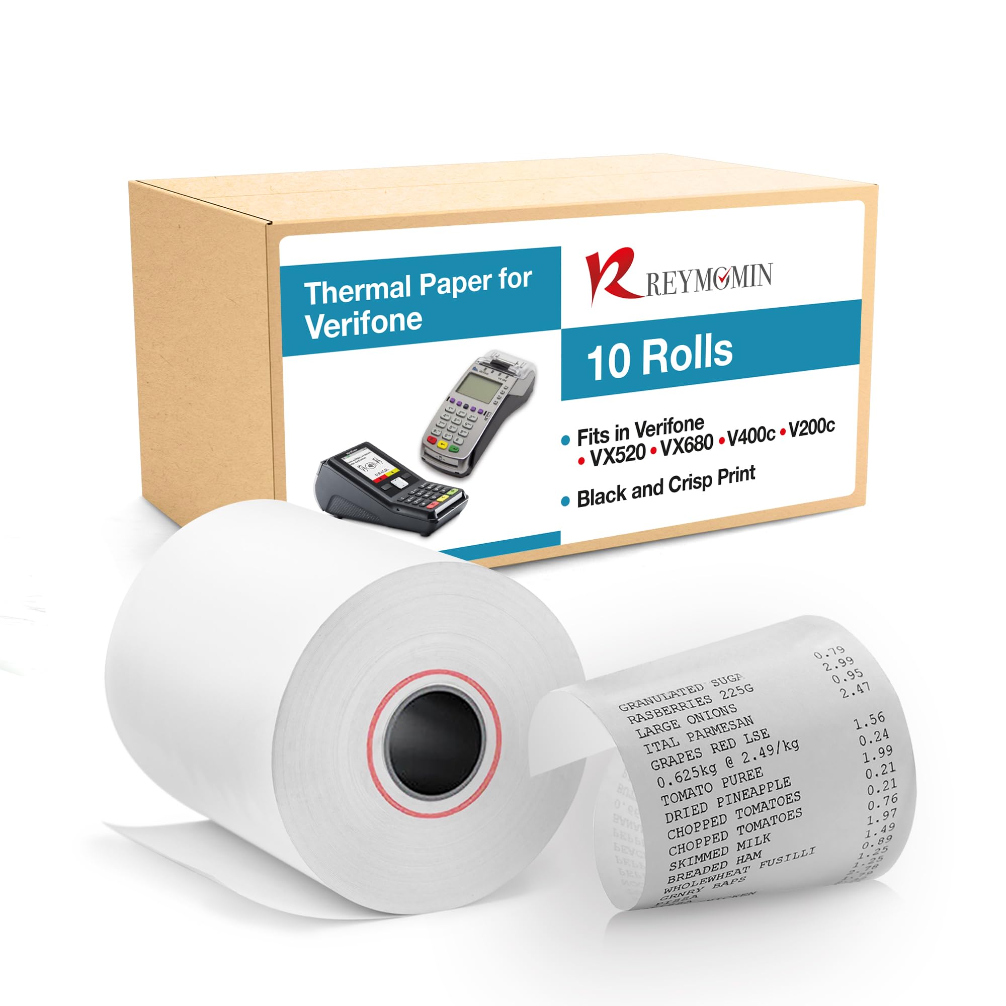Thermal Paper Rolls for Verifone Vx520, Vx680, T650, P400m  Thermal Receipt Paper for Credit Card Machines (10 Rolls)