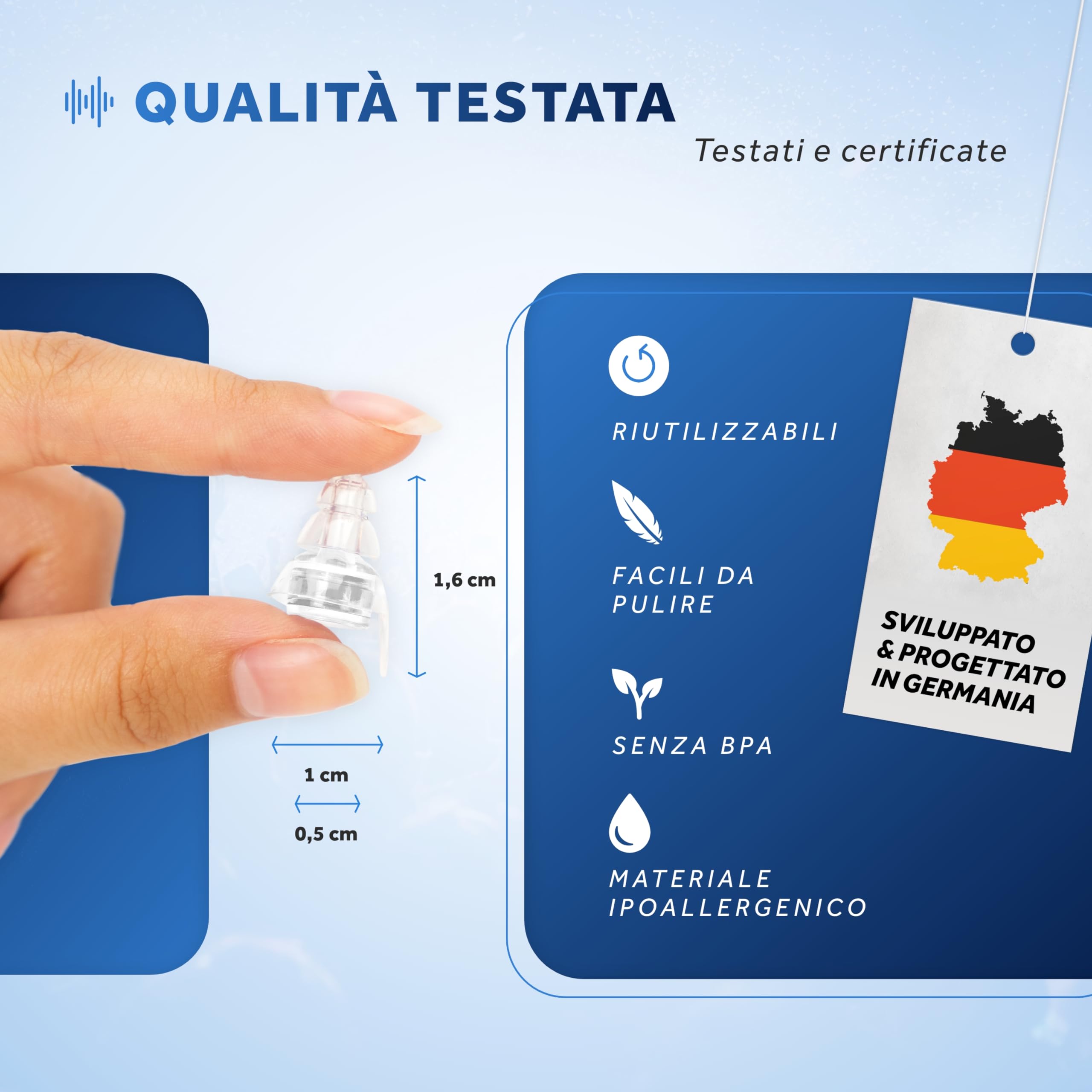 Schallwerk ® Music+ | Tappi per le orecchie per feste, musica, festival, discoteca e concerti – Attenuare il rumore e ottenere un suono di alta qualità – Tappi per le orecchie discreti, musicisti