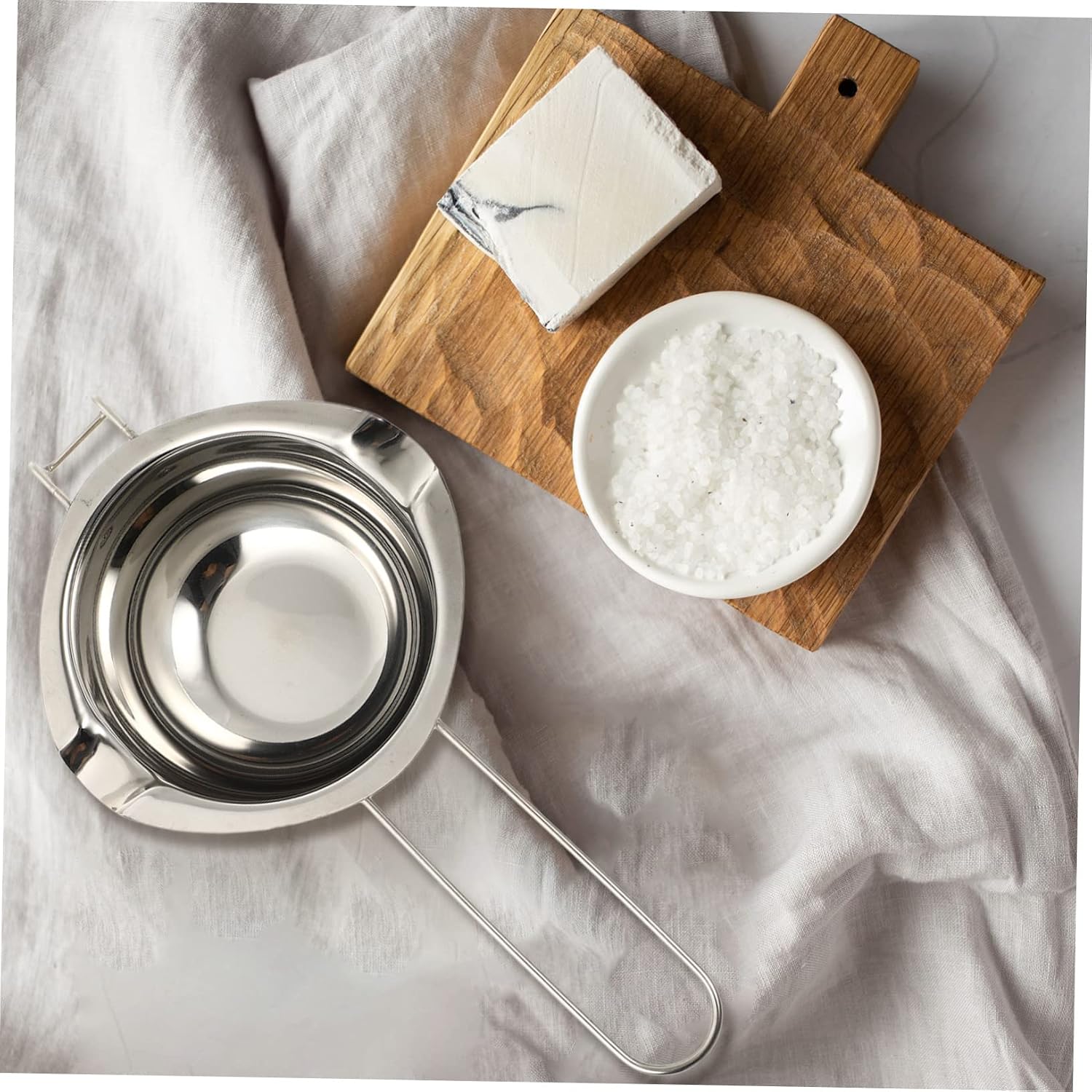 CORHAD Stainless Steel Melting Pot Heat-Resistant Soap Melting Container Long Handle for Safe Soap Making