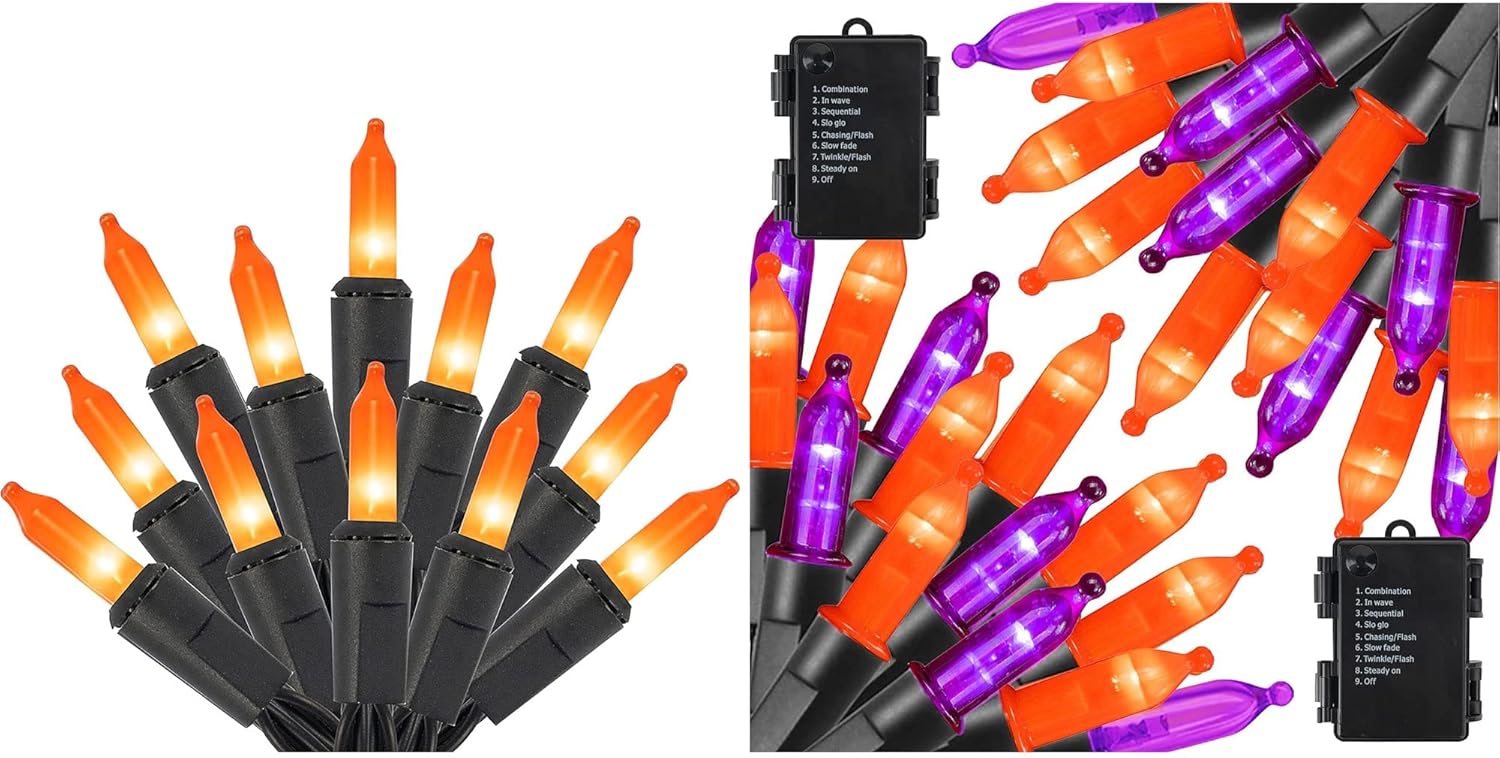 Dazzle Bright 2 Pack 50 LED 16 FT Halloween String Lights