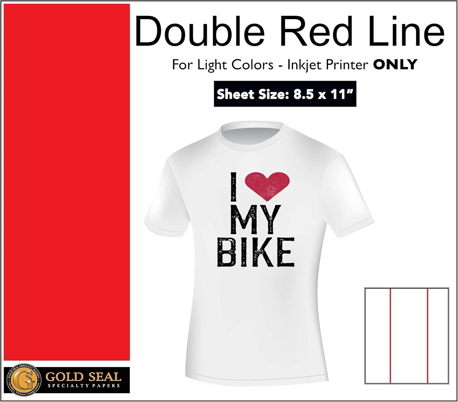 Sublimation *PRINTING* for Light Cotton Fabric (Double Red Line Heat Transfer Paper) 8.5" x 11" - 75 Sheets