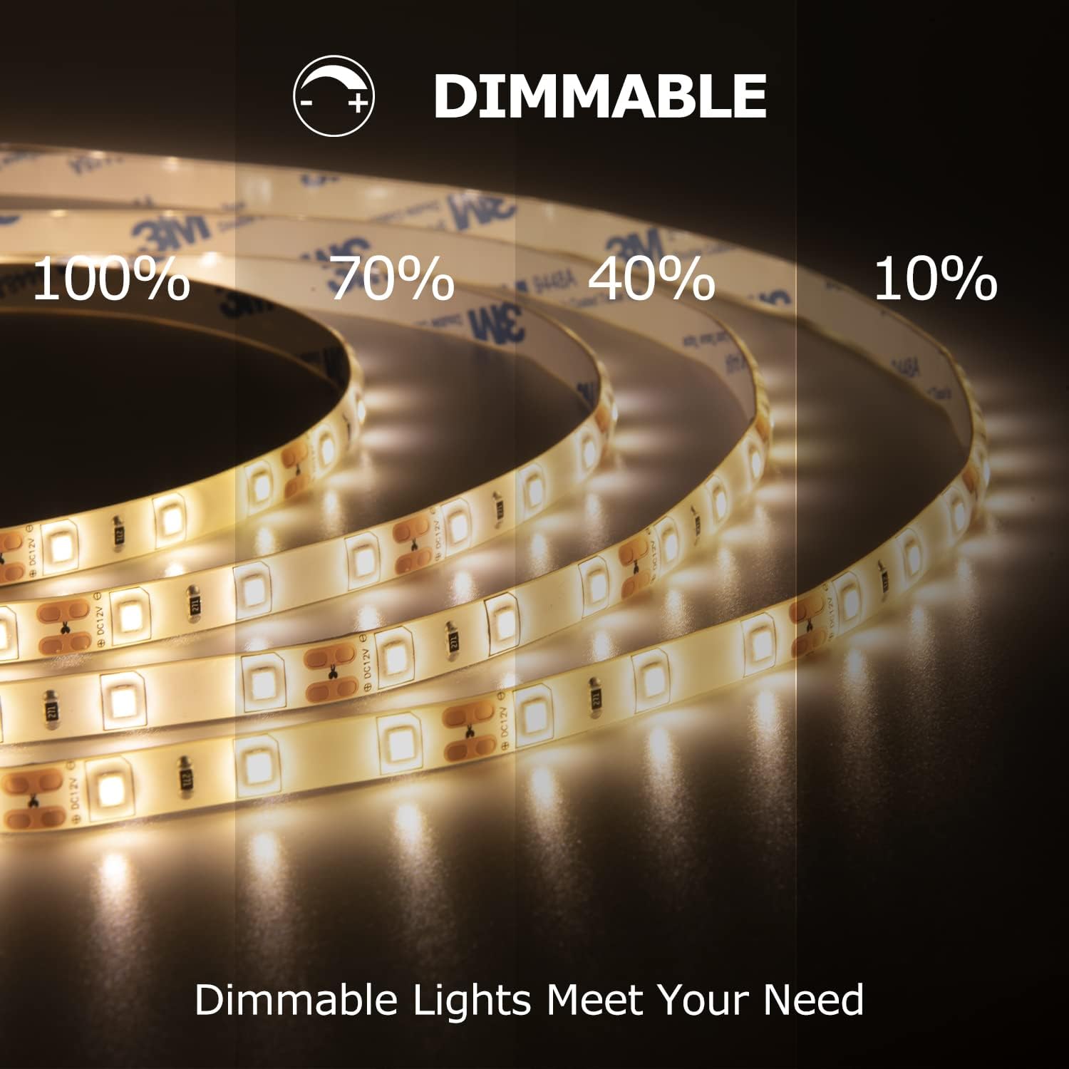 50ft LED Strip Lights, 6000K Warm White Waterproof Tape Light, 15M 12V Rope Light Strong 3M Adhesive, for Home,Kitchen, Patio, Balcony, Party, Wedding, Indoor and Outdoor Decor