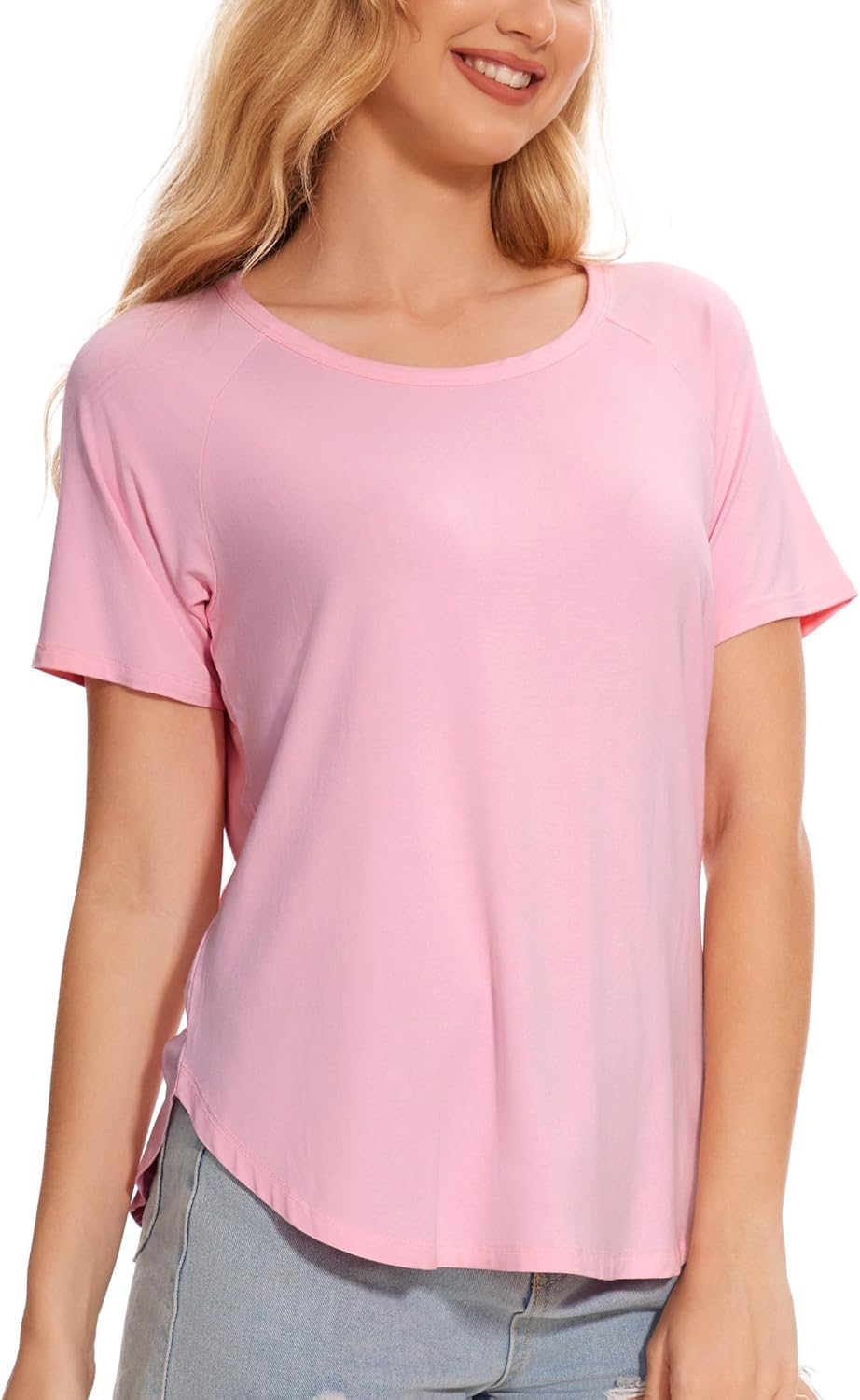 GYS Womens Pajama Tops Short Sleeve Shirts Summer Comfy Crew Neck Sleep T-Shirt