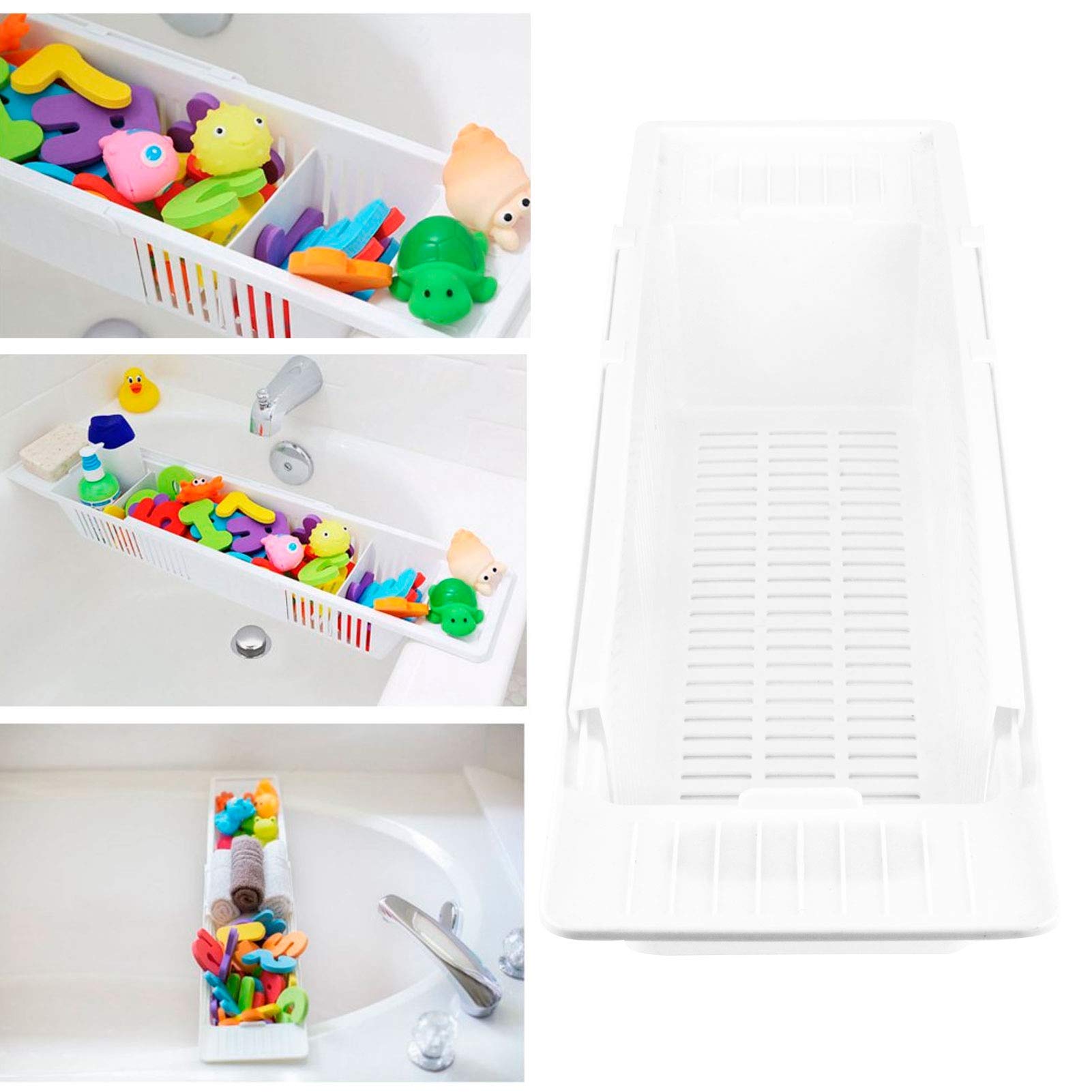 KIMISS Bandeja para Bañera, Bandeja para Bañera, PP, Estante de Almacenamiento Retráctil para Bañera, Organizador de Juguetes de Baño, Cesta de Almacenamiento, Suministros de Baño