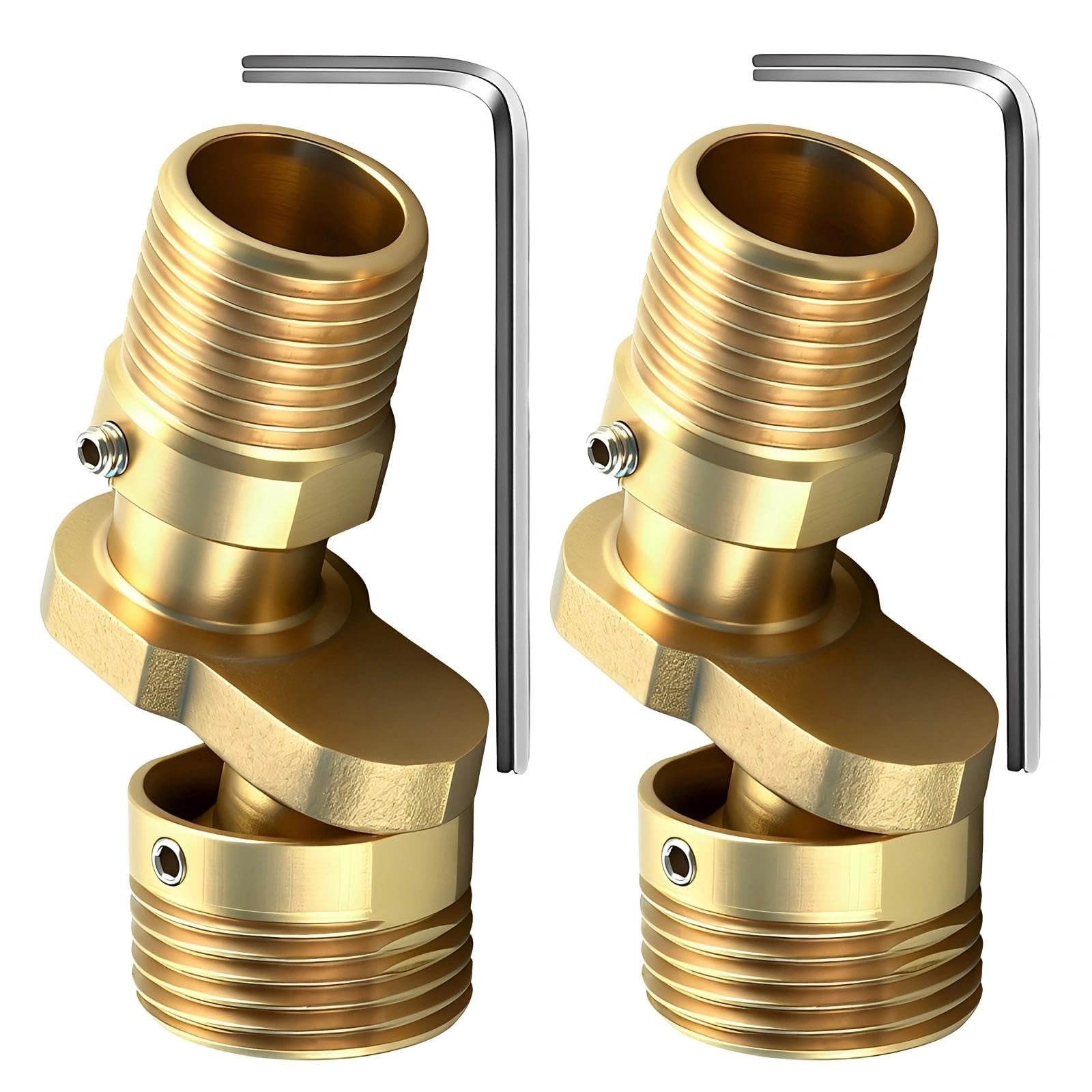 2 Piezas Grifo de Ducha de Cobre Ajustable 1/2 a 3/4, 360° Ajustable Pie Curvado Angular, Excentricas Grifo Regulable, Retráctil, con 2 Llaves Hexagonales, para Baño, Cocina