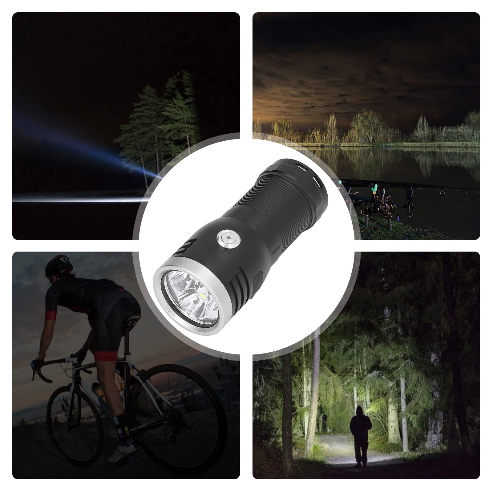 Torcia LED P50 10000LM Luce Esterna con Attenuazione Continua e modalità Multiple per Campeggio, Escursionismo e Uso di Emergenza