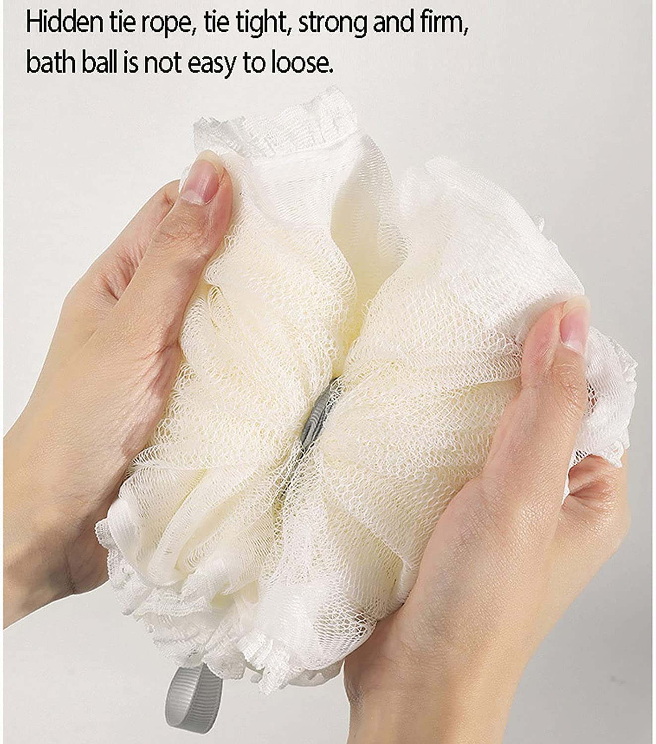 Gąbka do kąpieli Loofahsshower Pufa do mycia ciała Łazienka Niezbędne bogate bąbelki Piłka prysznicowa, dla mężczyzn i kobiet, siatkowa pufa Gąbka do kąpieli 2 szt. Biała (biała 2 szt.)