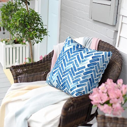 Miniatura 2 de Juego de 2 fundas cuadradas de 16 x 16 pulgadas para cojín de exteriores, fundas decorativas modernas para cojín de respaldo para muebles de patio,