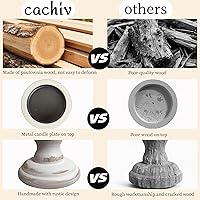 Vista 6 de Wood Candle Holders for Pillar Set of 3 Rustic Candles Holder Tall Candlestick Stand for Farmhouse Decor Fireplace Table Centerpieces