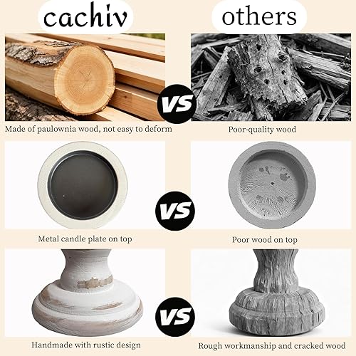 Miniatura 6 de Wood Candle Holders for Pillar Set of 3 Rustic Candles Holder Tall Candlestick Stand for Farmhouse Decor Fireplace Table Centerpieces