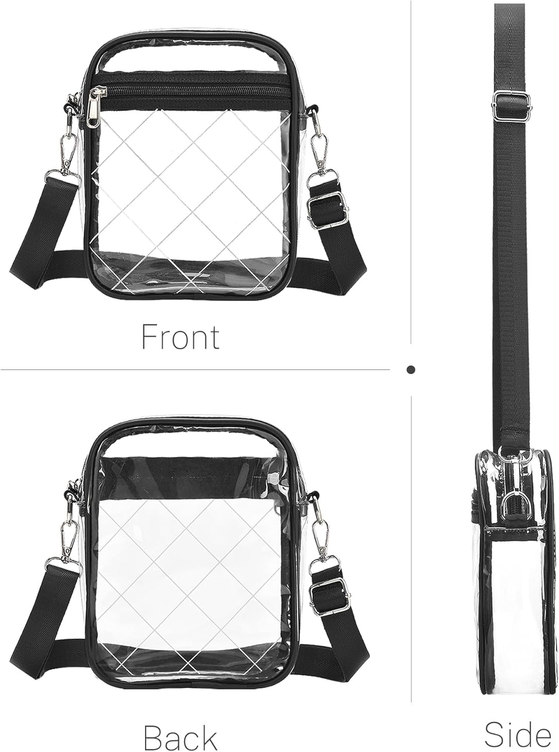 Clear Crossbody Bag Stadium Approved, Clear Purses for Women, Small Stadium Bag for Events Concerts Sports Fans