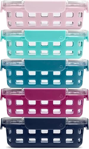 Miniatura 16 de Ello Duraglass Refresh - Juego de 5 recipientes de vidrio para almacenamiento de alimentos de 3.4 tazas con funda de silicona y tapas de plástico