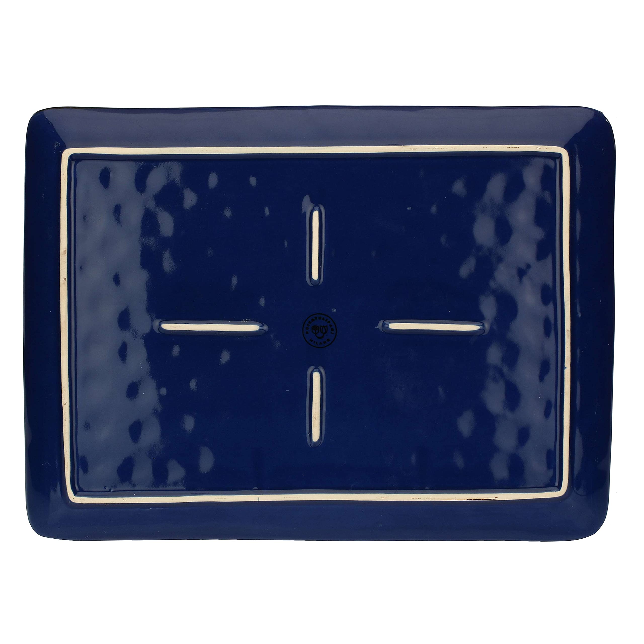 Vassoio In Ceramica Rose & Tulipani - Rettangolare 36x26.6 Cm, Avorio Con Bordo Dorato, Per Tavola Elegante - Foto 2